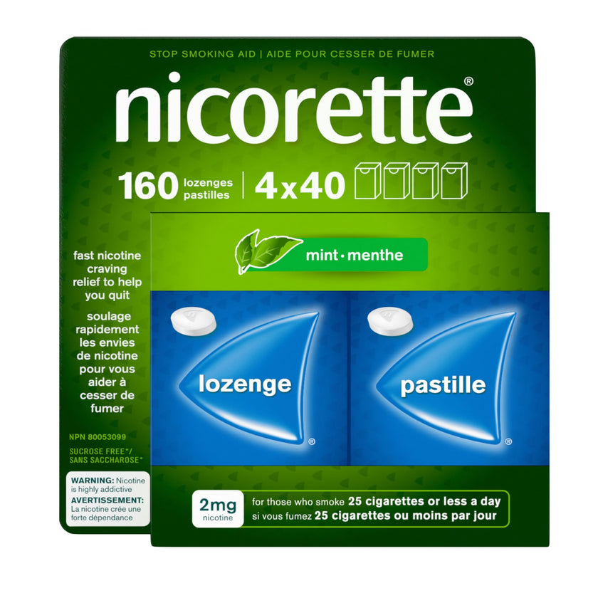 Nicorette Nicotine Lozenges Quit Smoking Aid, Mint, 2mg, 160 Count 🍁 All In One Marketplace Canada