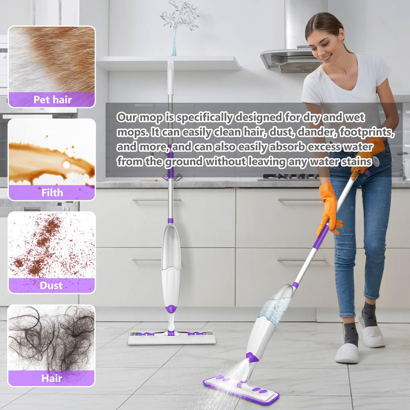 Spray Mops for Hardwood Floor Cleaning, Microfiber Flat Floor Mop with Washable Reusable Pads, Dust Wood Laminate Tile Wet Dry Mopping Head Fit for Disposable Dry Wet Sweeping Refills Cloths 🍁 All In One Marketplace Canada