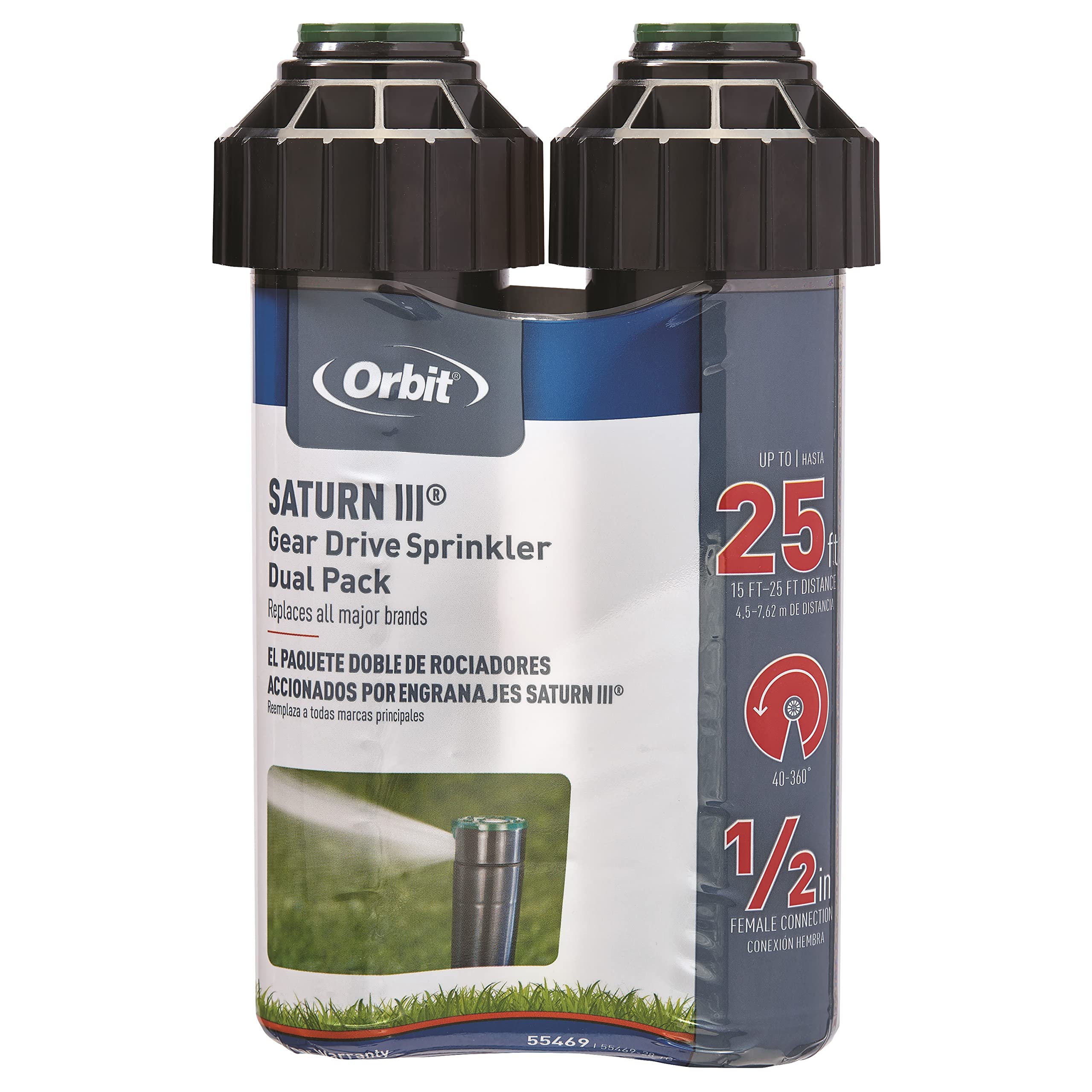 Orbit 55469 – Sprinkler Saturn III Medium Scope, pre-Installed with Nozzle, 5.50 x 11 x 17 cm, Black/Green 🍁 All In One Marketplace Canada