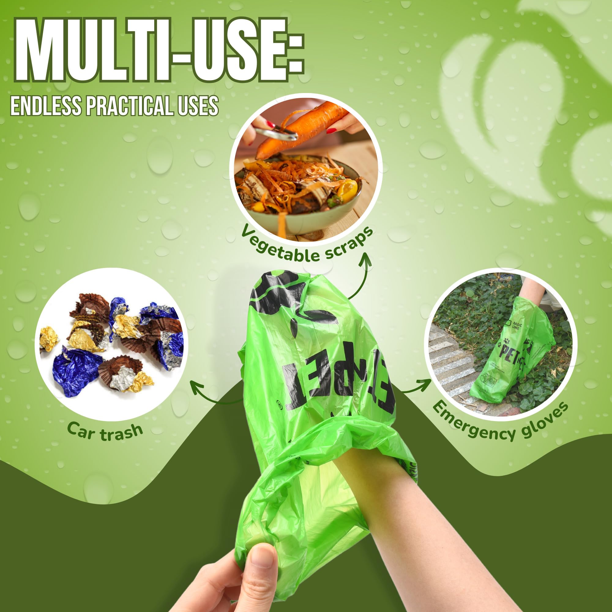 Pet N Pet Dog Poop Bags - USDA Certified 41% Plant-Based Doggy Poop Bags - Leak-Proof Sac Caca Chien Refill Rolls (1080 Count, Unscented, Green) 🍁 All In One Marketplace Canada