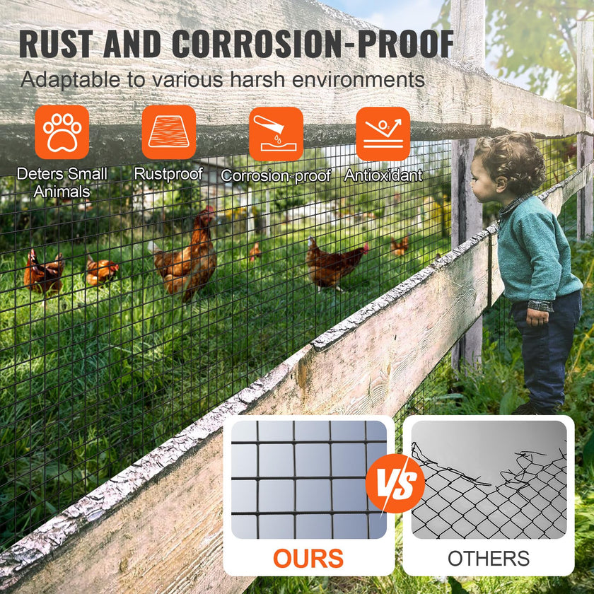VEVOR Hardware Cloth, 48'' x 50' Galvanized Wire Mesh Roll, 19 Gauge Chicken Wire Fence Roll, Vinyl Coating Metal Wire Mesh for Chicken Coop Barrier, Rabbit Snake Fences, Poultry Enclosures 🍁 All In One Marketplace Canada