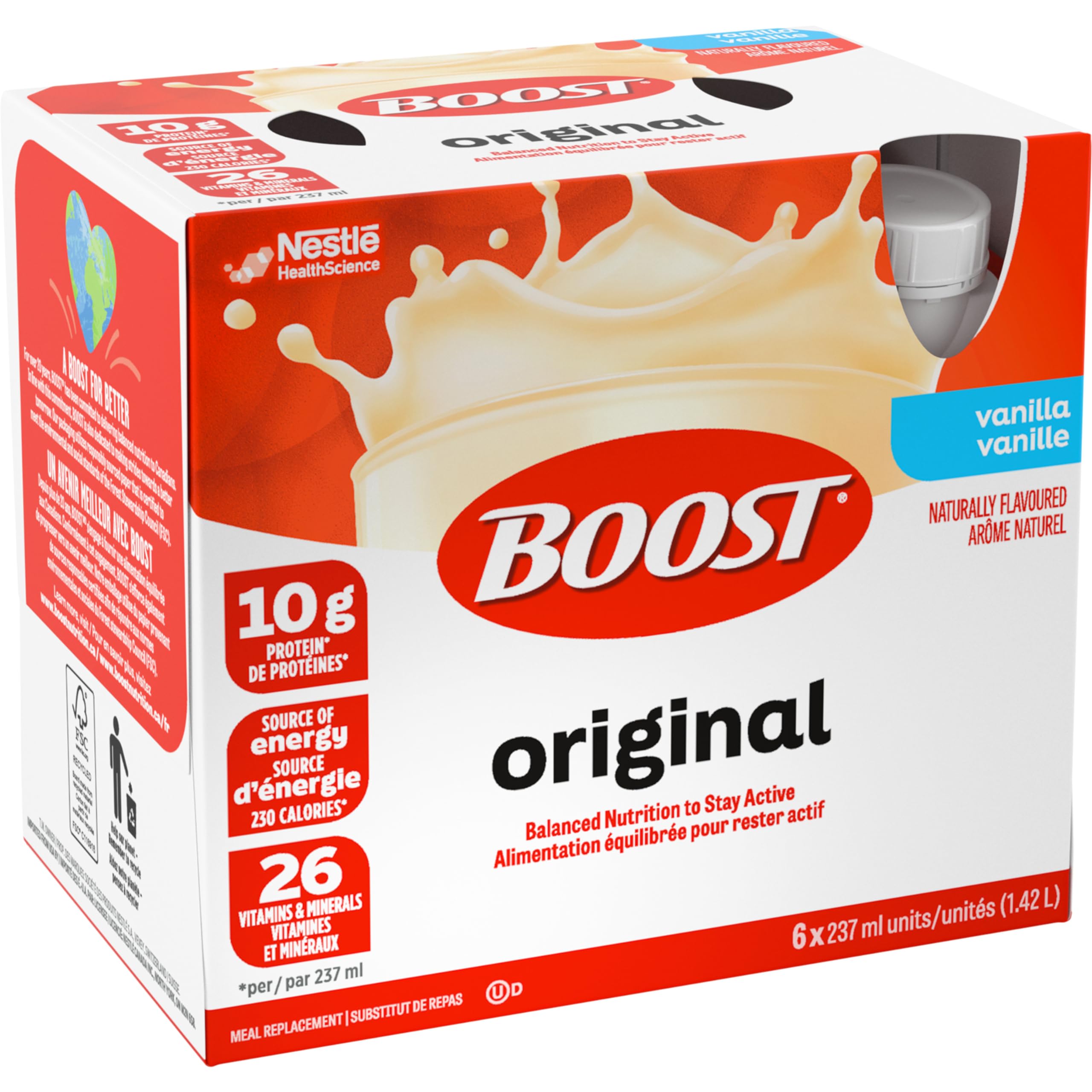 BOOST Original Meal Replacement Drink, Vanilla, 6x237ml, Case Pack of 4, Packaging May Vary 🍁 All In One Marketplace Canada