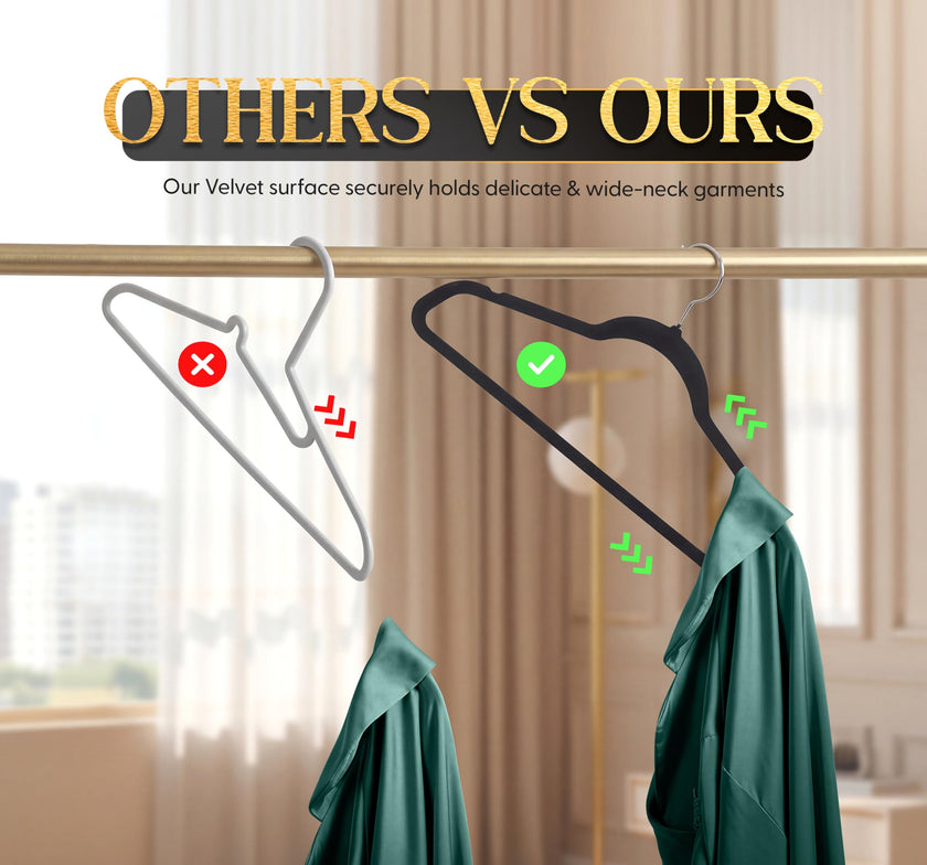 Beddora Black Velvet Hangers 50 Pack,Heavy Duty Coat Hanger for Closet - Felt Hangers for Space Saving Clothes Hanger - Pant Hanger for Shirts, Jackets,Dresses,Suit 🍁 All In One Marketplace Canada