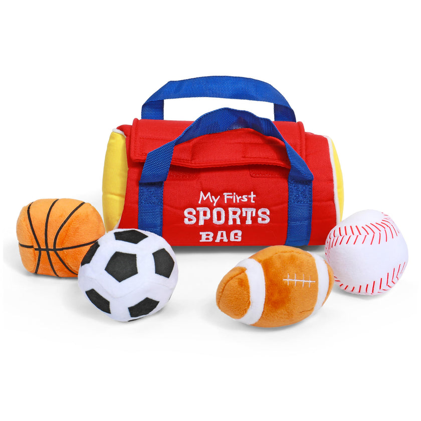 Baby GUND My First Sports Bag Stuffed Plush Playset, Baby Gift Toys for Boys and Girls Ages 1 & Up, 5 Piece, 8