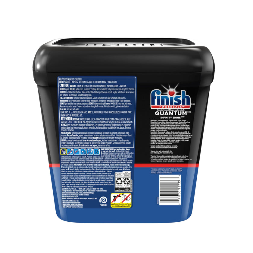 Finish® Quantum® Infinity Shine® Dishwasher Detergent Pods, 3 Chamber Formula with PowerBall, 2X Grease Fighting*, 24H Dried-On Stains, Shine Protection, No Pre-Rinse, 70 Tabs 🍁 All In One Marketplace Canada