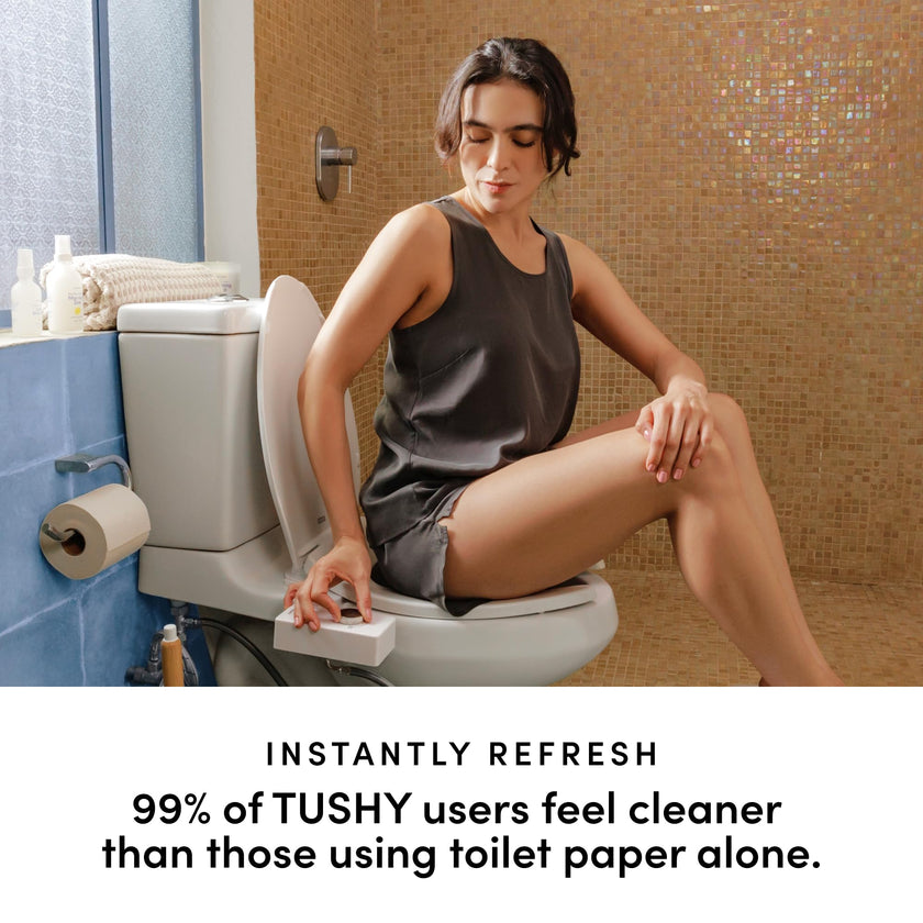 TUSHY Classic 3.0 Non-Electric Bidet Toilet Attachment, Experience a Superior Fresh Water Clean (Slim Fit, Easily Installs Under Toilet Seat, Adjustable Spray, Self Cleaning Nozzle), Bamboo Knob 🍁 All In One Marketplace Canada