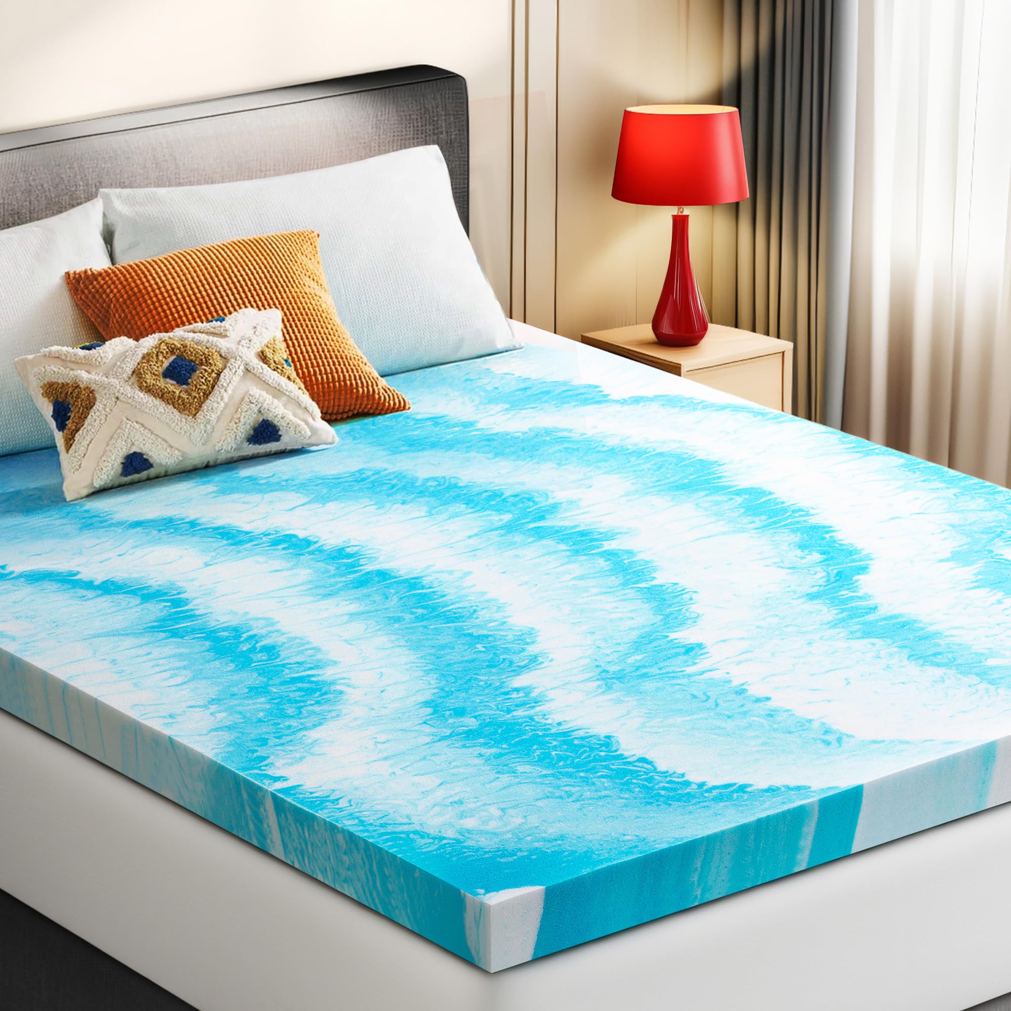 SakuraHome 2 Inch Memory Foam Mattress Topper, Soft Gel Infused Mattress Pad, Bed Topper, CertiPUR-US Certified, Queen Size 🍁 All In One Marketplace Canada