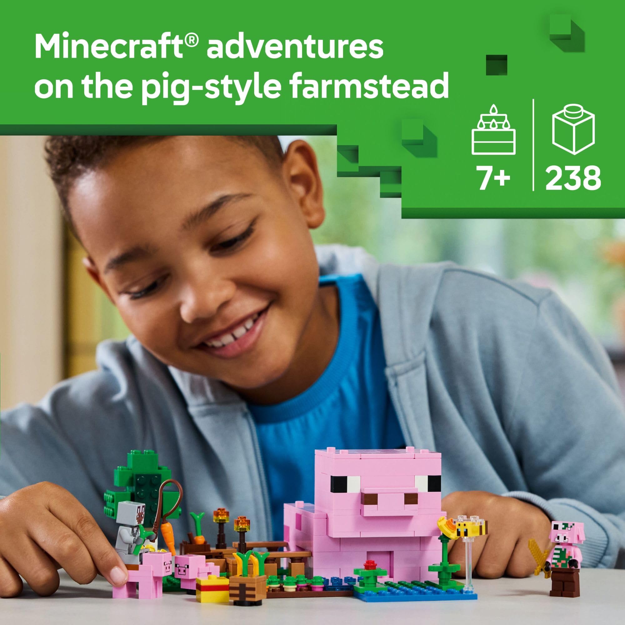 LEGO Minecraft The Baby Pig House Toy Figures and Playset - Building Minecraft Toy for Kids, Boys and Girls, Ages 7+ - with 2 Minifigures for Pretend Play - Gift Idea for Birthdays - 21268 🍁 All In One Marketplace Canada