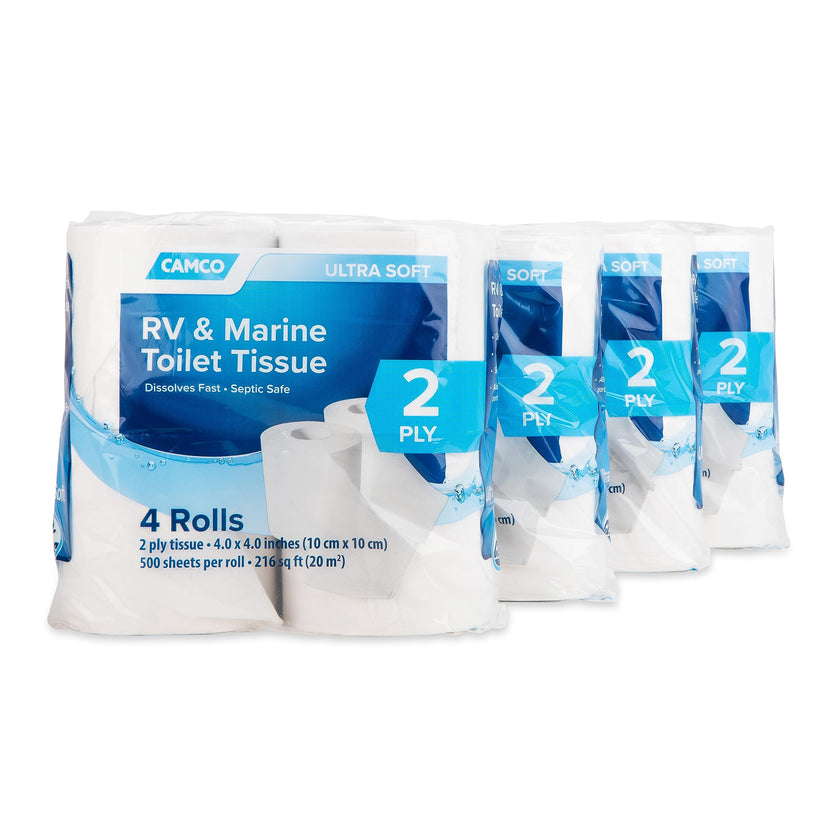 Camco Camper/RV Toilet Paper — 2-Ply — Septic Safe — Dissolves Fast — Dye & Fragrance Free — 16-Rolls (500 Sheets Per Roll) (40282) 🍁 All In One Marketplace Canada