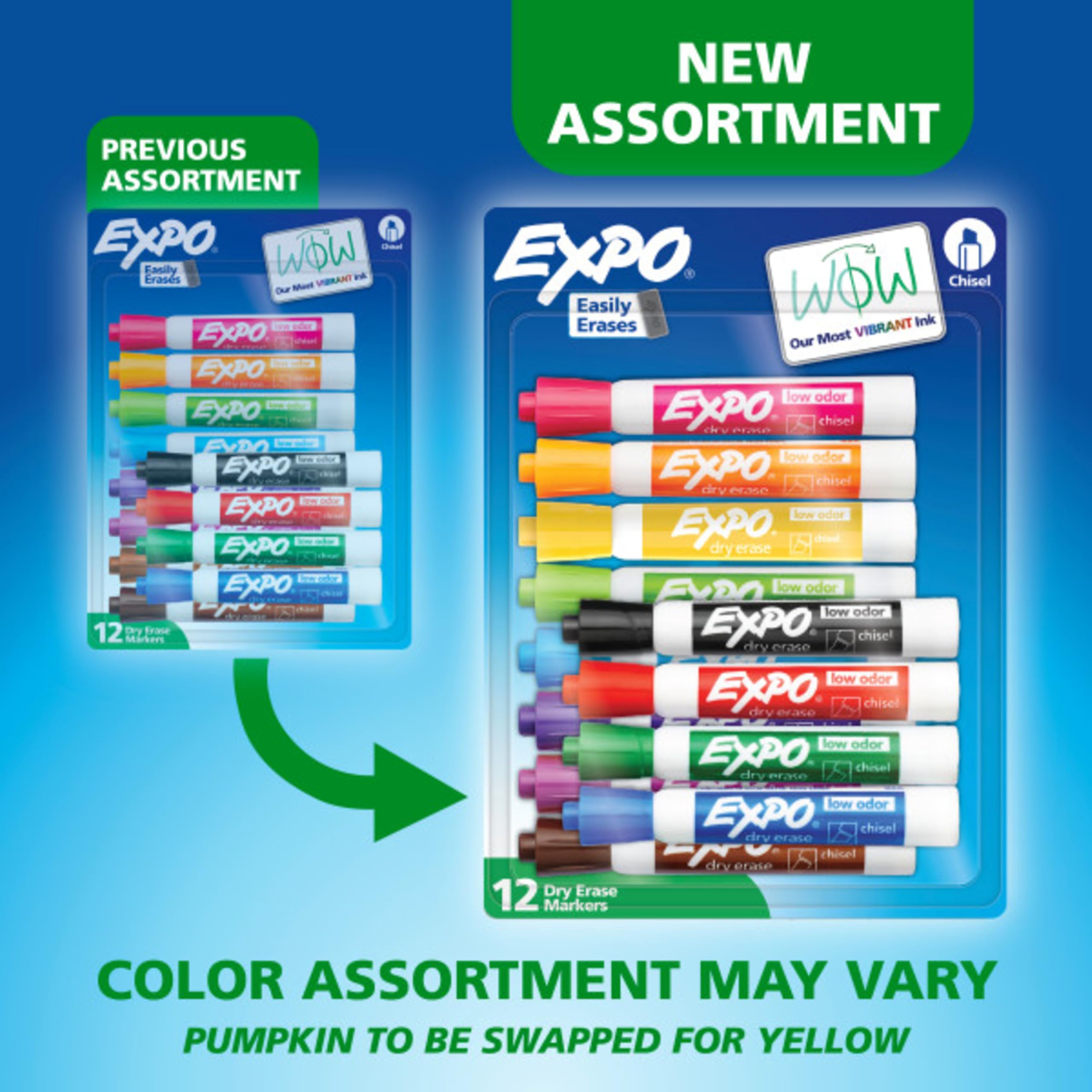 EXPO Dry Erase Markers, Low Odour Ink, Assorted Colours, Chisel Tip, 12 Count 🍁 All In One Marketplace Canada