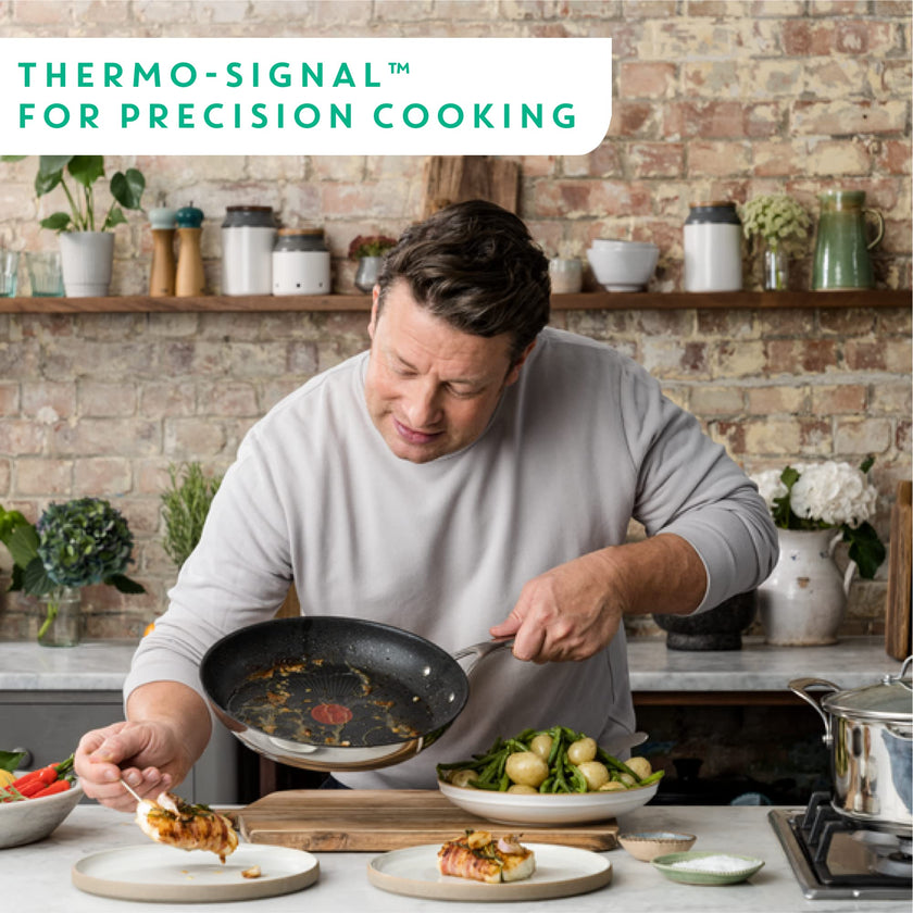 Jamie Oliver by Tefal Nonstick Coated Stainless Steel Pan 11-Inch, Induction Compatible, Oven Safe up to 500°F, Chef's Stainless Steel Skillet, Non Stick Frying Pans, Silver 🍁 All In One Marketplace Canada