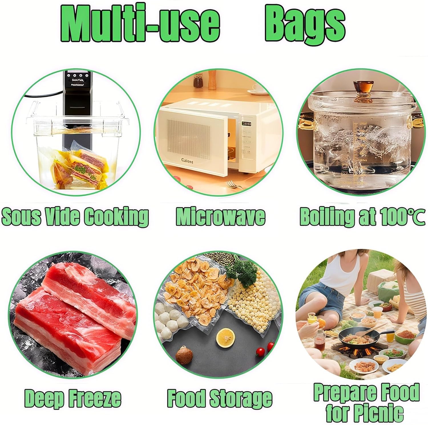 YILUFA1688 Vacuum Sealer Bags 300 Count, Pre-Cut Mixed Sizes (8