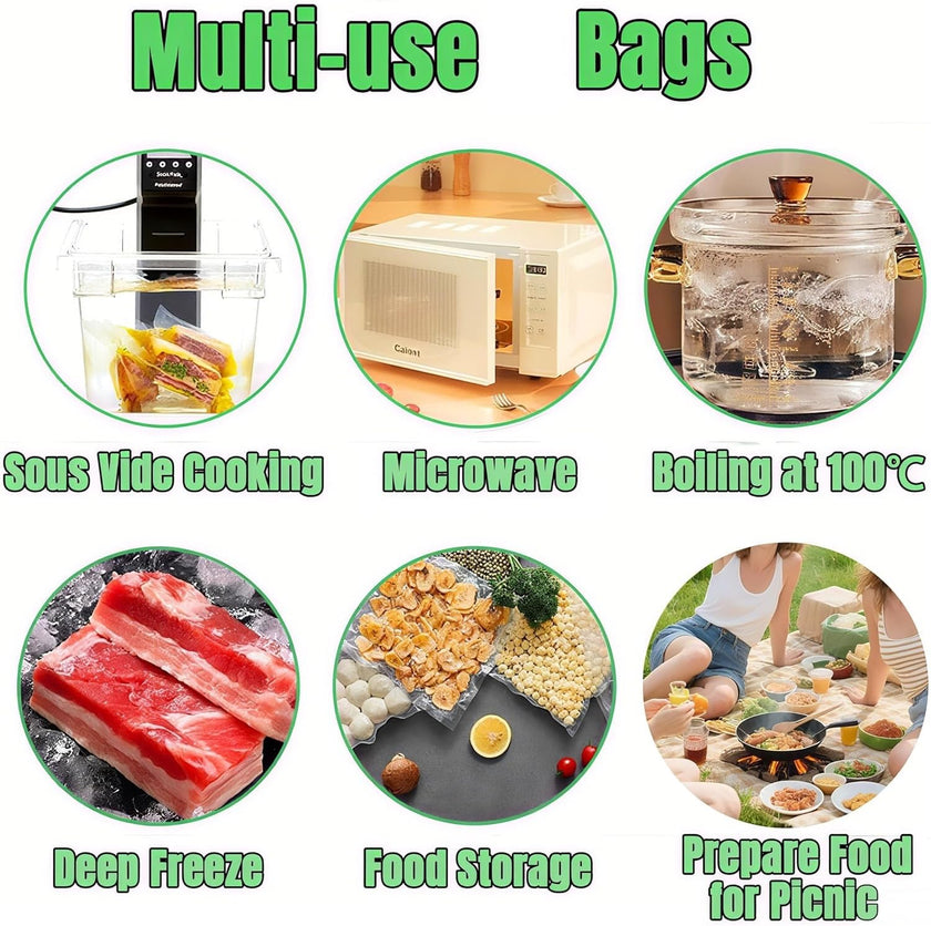 YILUFA1688 Vacuum Sealer Bags 300 Count, Pre-Cut Mixed Sizes (8