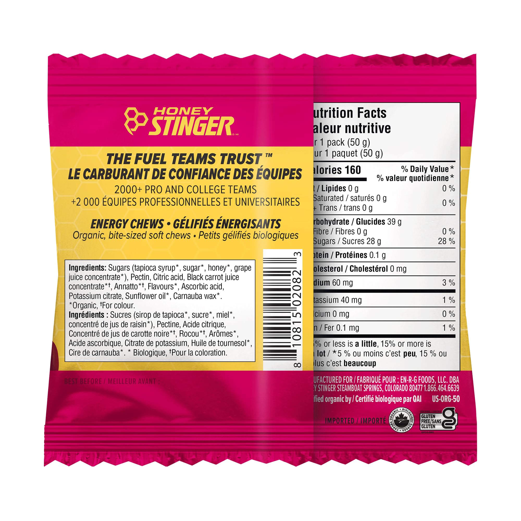 Honey Stinger Organic Fruit Smoothie Energy Chew | Gluten Free & Caffeine Free | for Exercise, Running and Performance | Sports Nutrition for Home & Gym, Pre and Mid Workout | 12 Pack, 50g 🍁 All In One Marketplace Canada