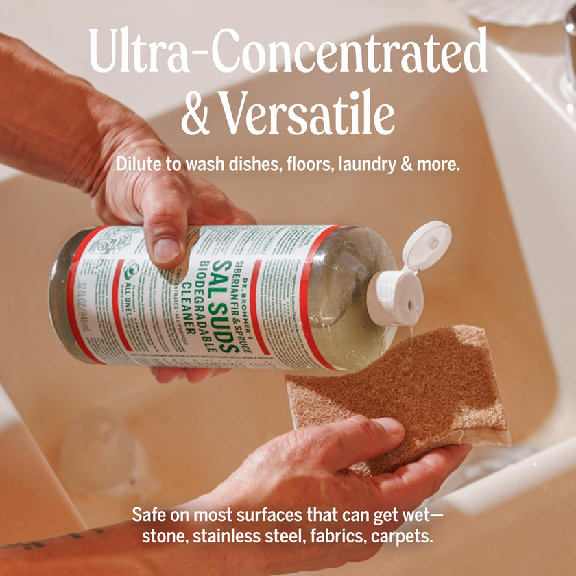 Dr. Bronner's - Sal Suds Biodegradable Cleaner (946 mL) - Concentrated All-Purpose Cleaner for Floors, Laundry, and Dishes, Cuts Grease and Dirt, Powerful Formula 🍁 All In One Marketplace Canada
