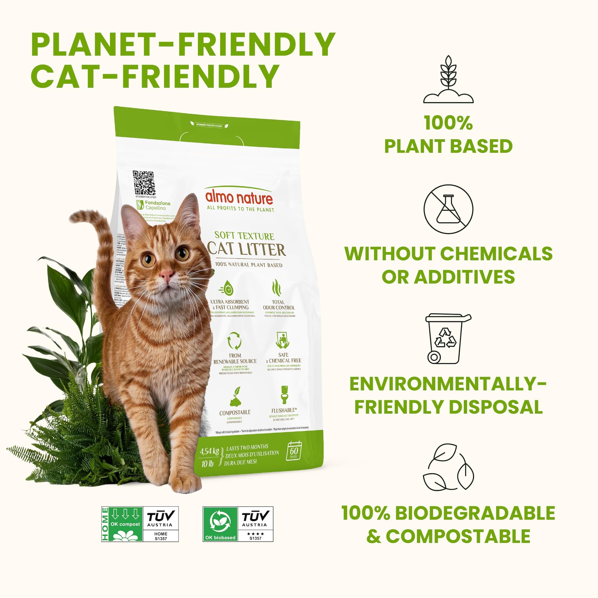 Almo Nature: Natural Unscented Cat Litter - 10 lbs - Non-Toxic, 100% Plant-Based, Clumping, Biodegradable, Compostable, for Cats & Kittens 🍁 All In One Marketplace Canada