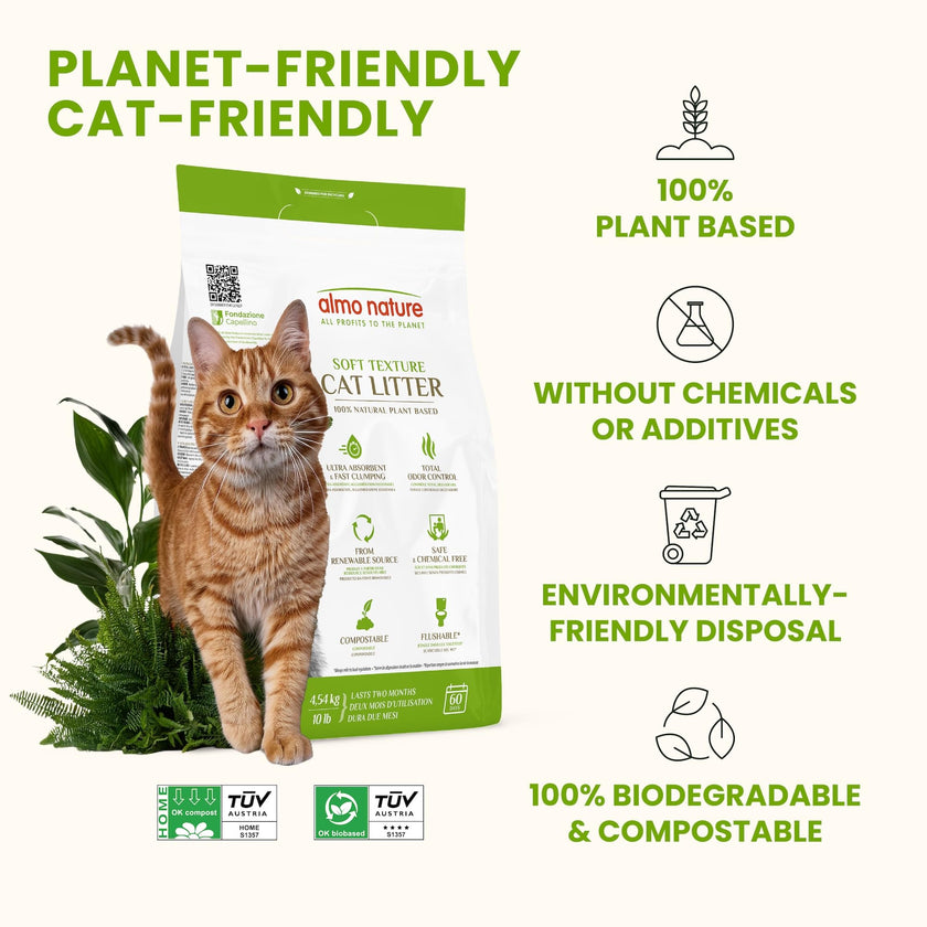 Almo Nature: Natural Unscented Cat Litter - 10 lbs - Non-Toxic, 100% Plant-Based, Clumping, Biodegradable, Compostable, for Cats & Kittens 🍁 All In One Marketplace Canada