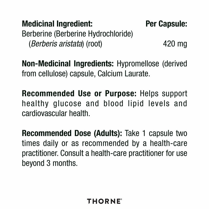 THORNE - Berberine-HP - Botanical Compound To Support Metabolism - 60 Capsules - 30 Servings 🍁 All In One Marketplace Canada