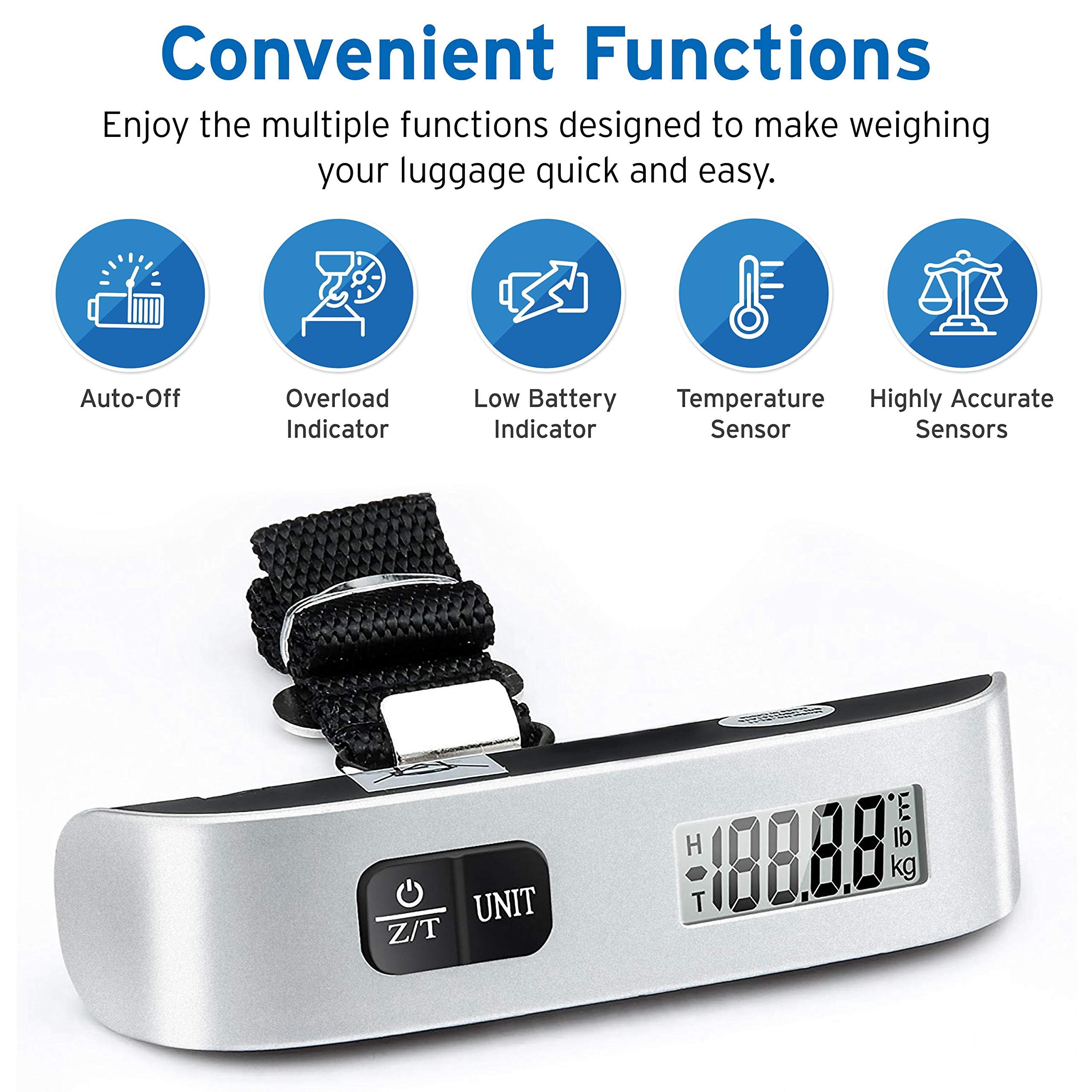 Etekcity Digital Hanging Luggage Scale, Portable Handheld, Suitcase Scale with Rubber Paint, Temperature Sensor, 110 Pounds 🍁 All In One Marketplace Canada