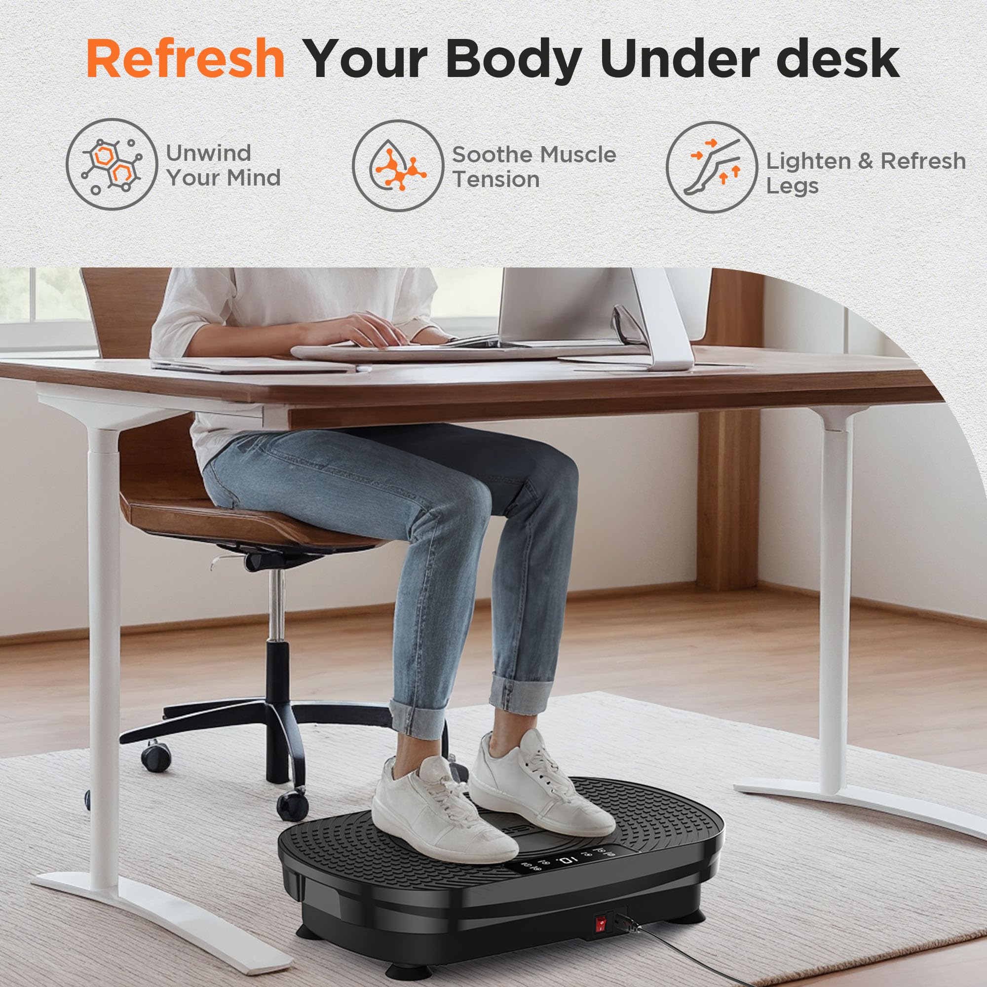 FEIERDUN Vibration Plate Exercise Machine, Full Body Vibrating Plate with Wider Platform, 150kg (330lbs) Capacity, Plaque Vibrante with LED Screen, Remote & Resistance Bands,Black 🍁 All In One Marketplace Canada