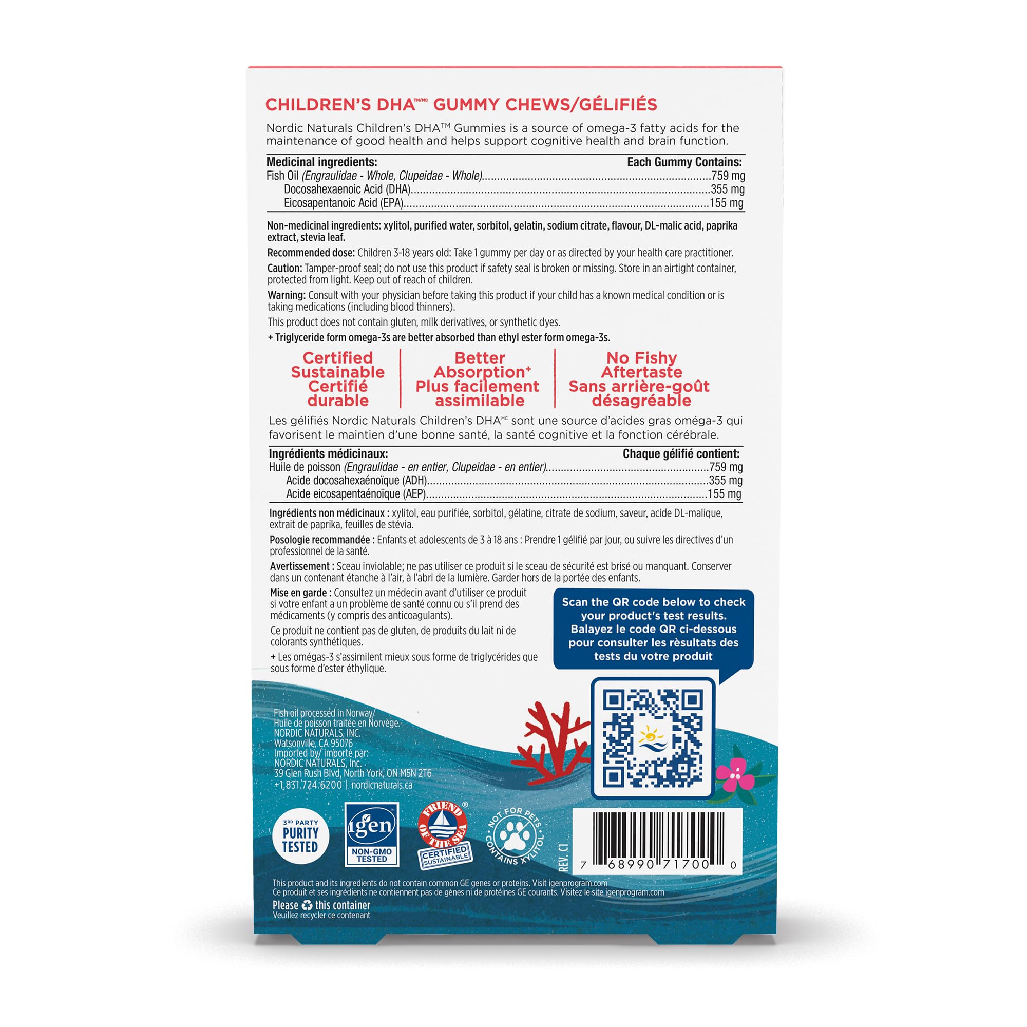 Nordic Naturals Children's DHA Gummies - Chewable Tropical Fruit Gummies Provide Daily Dose of Omega-3s DHA and EPA for Kids, 30 Count 🍁 All In One Marketplace Canada