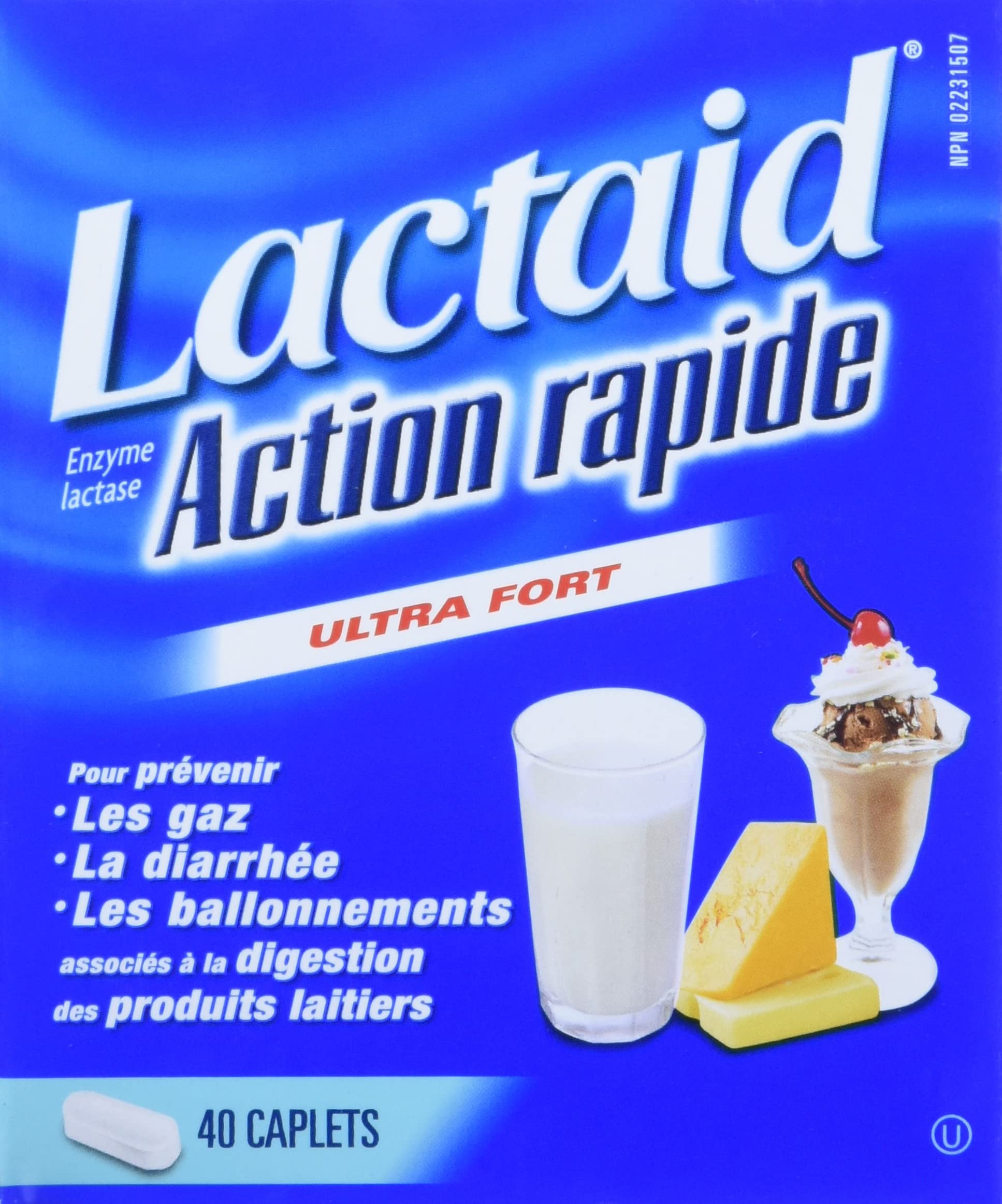 Lactaid Fast Acting Caplets - Lactose Enzyme Break Down - Gas, Bloating or Diarrhea - Milk & Dairy - 40 Caplets Per Package 🍁 All In One Marketplace Canada