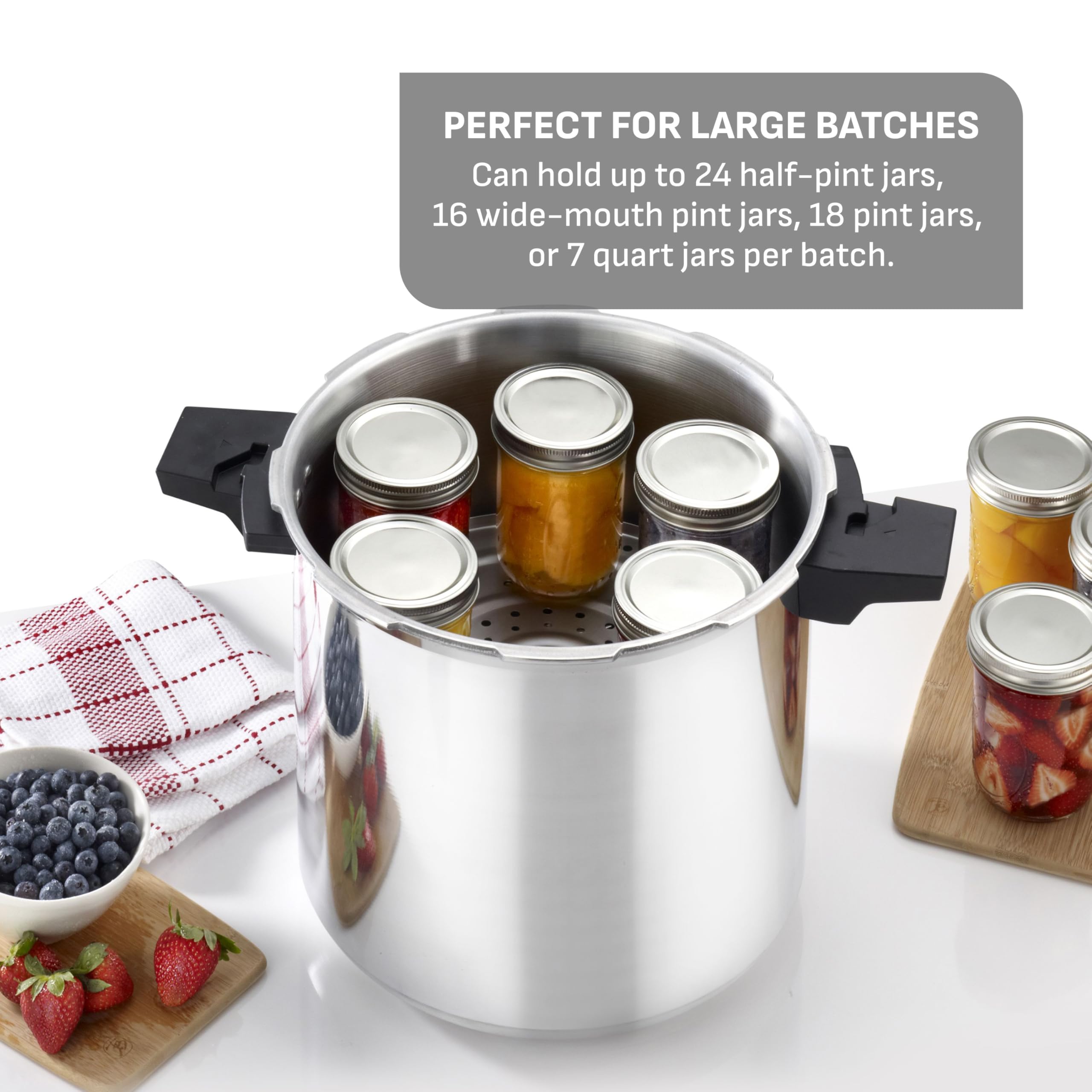 T-fal 22-Quart Aluminum Pressure Canner, 3 PSI Settings, Includes Racks & Guide, Large Capacity, Pressure & Water Bath for Vegetables, Meats, Seafood & Fruits, Silver 🍁 All In One Marketplace Canada