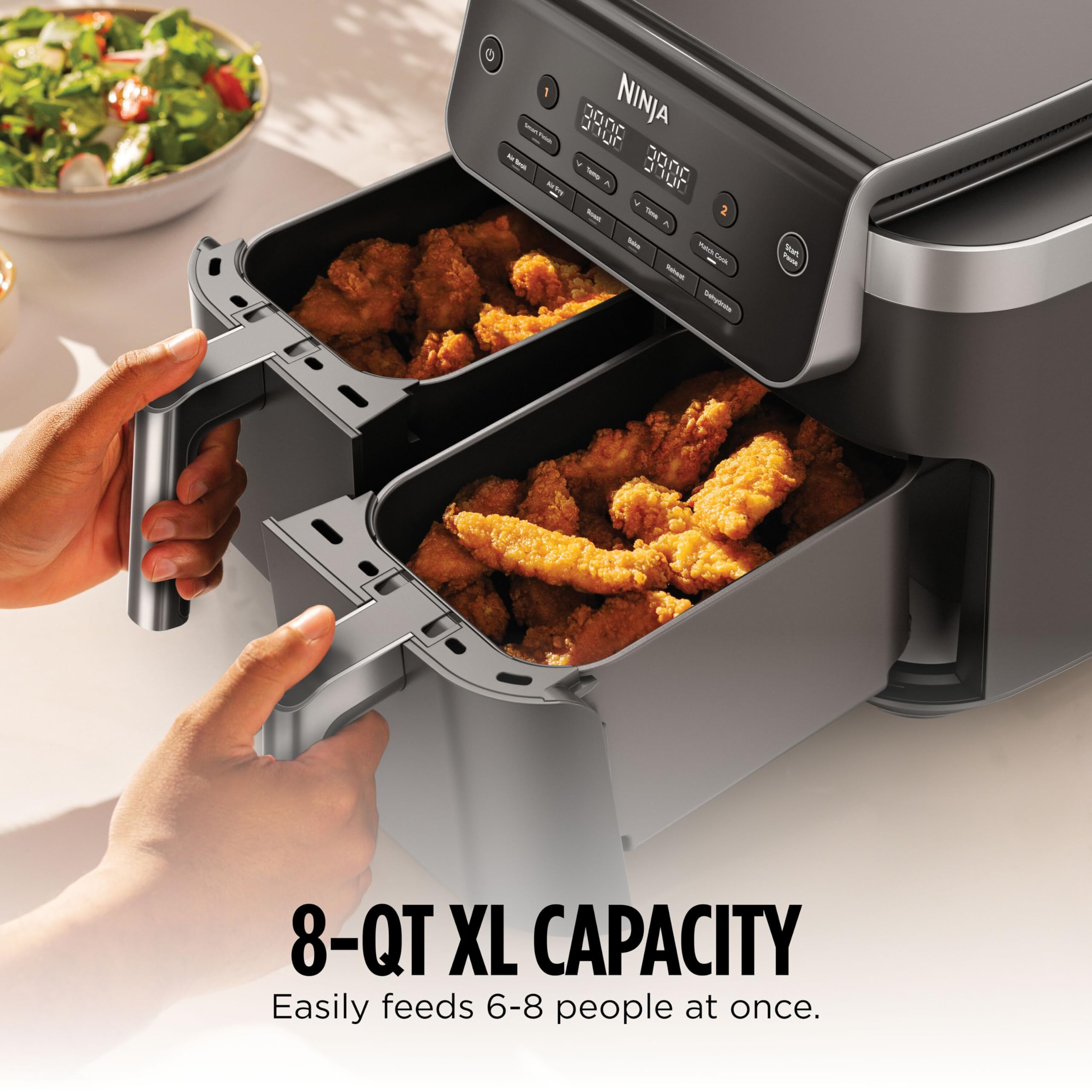 Ninja® 8‑Qt DualZone™ Air Fryer with 2 Independent Baskets, Smart Finish, Match Cook, 6‑in‑1 Family‑Size Cooking, DZ801C (Canadian Version) 🍁 All In One Marketplace Canada