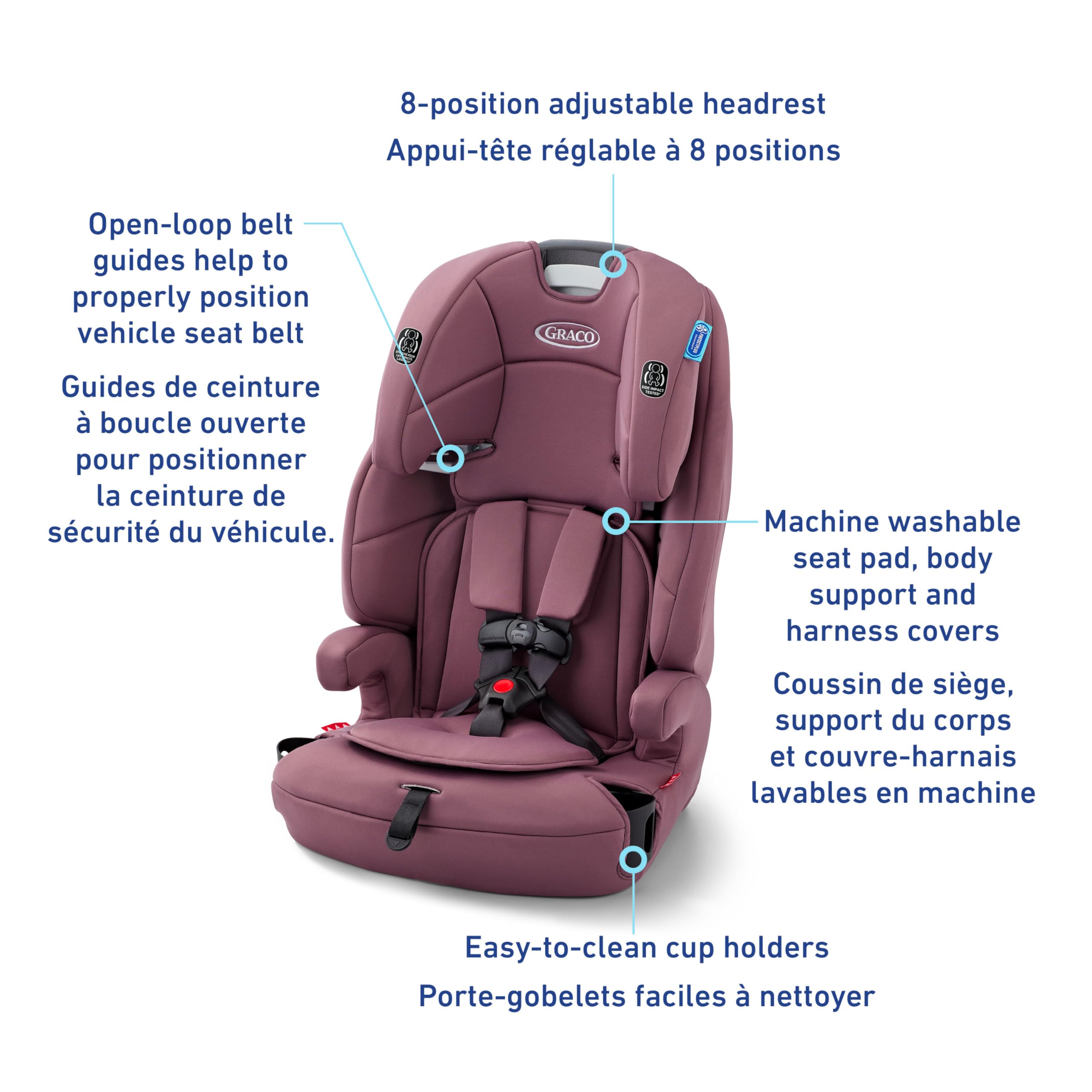 Graco Tranzitions 3-in-1 Harness Booster Seat, Toddler to Big Kid Car Seat from 10-45 kg (22-100lb), Harness/Highback/Backless Booster, Eloise 🍁 All In One Marketplace Canada