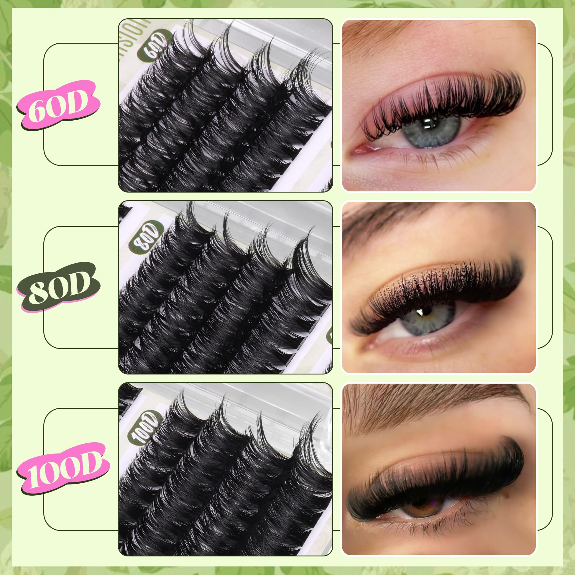 D Curl Cluster Eyelash Extensions 480Pcs Volume Lash Extensions DIY Eyelash Extensions for Beginners Wispy Eyelash Clusters Natural Fluffy Individual Lashes Clusters (60D 80D 100D Mixed, 10-16MM) 🍁 All In One Marketplace Canada
