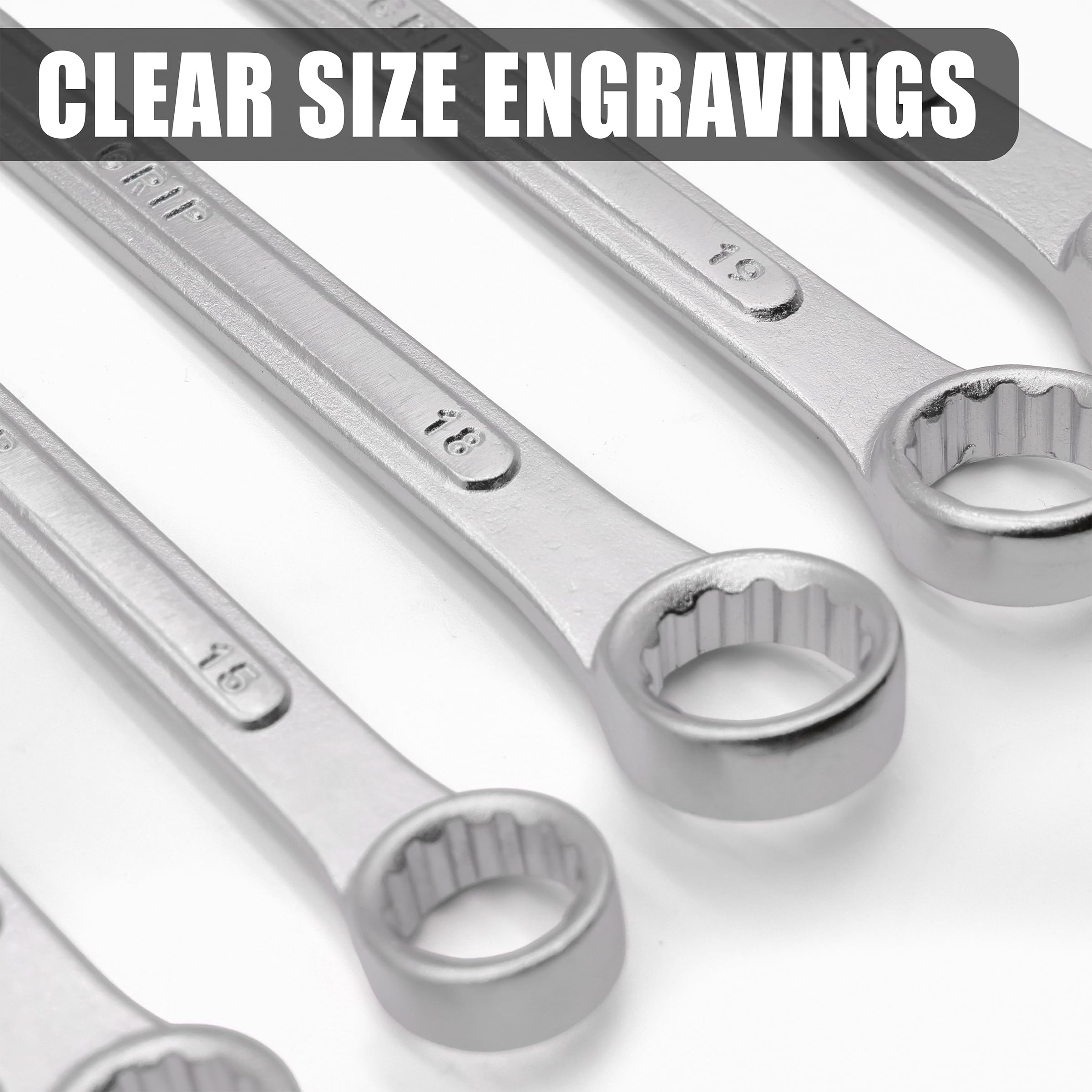 Grip 24 pc All-Purpose Master Combination Wrench Set MM/SAE - Metric 7mm to 22mm - SAE 1/4” to 1