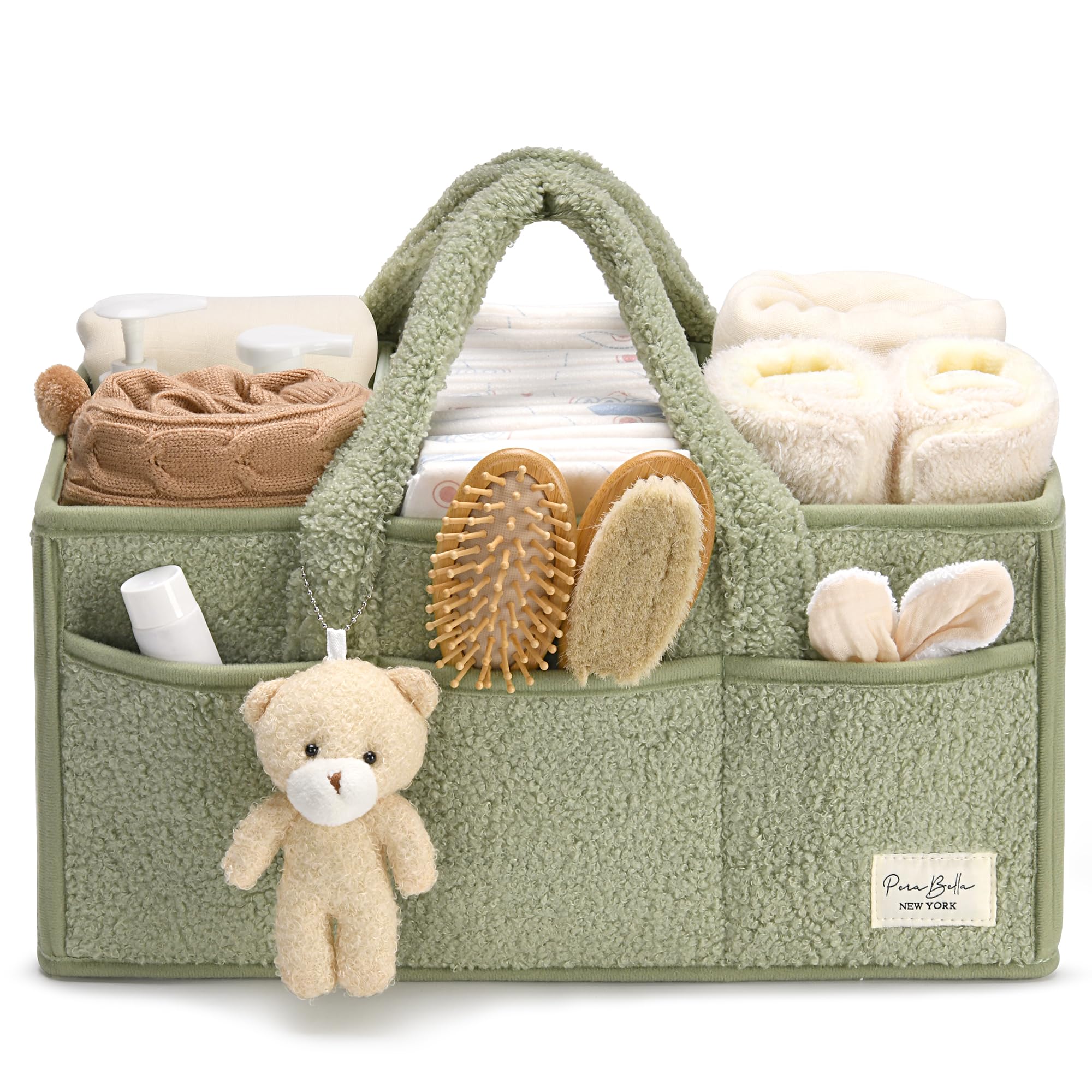 PeraBella Baby Diaper Caddy Organizer, Baby Organizers and Storage for Changing Table, Babies Shower Gift Basket for Boy &Girl, Nursery Essentials Car Caddy Organizer with Handle, Green Diaper Basket 🍁 All In One Marketplace Canada