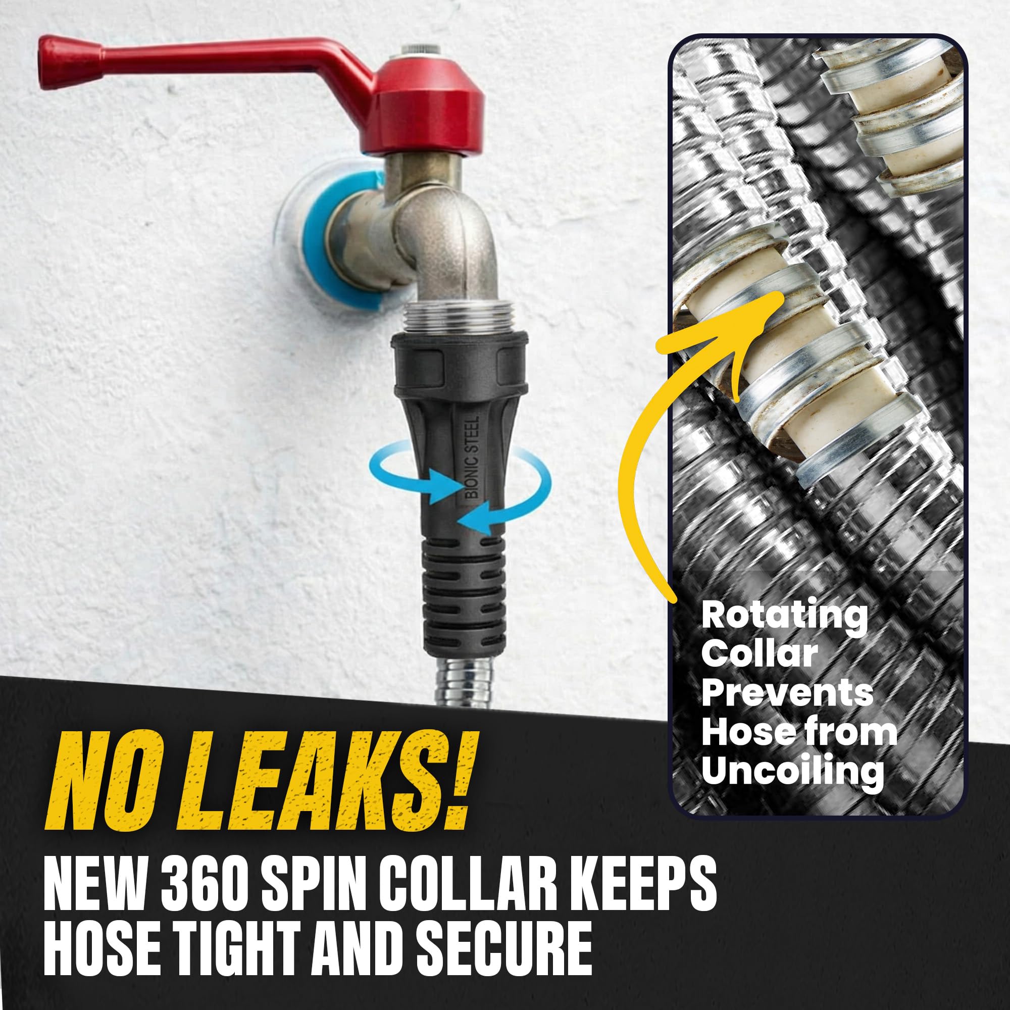 Bionic Steel Metal Garden Hose 50ft, Rust Proof 304 Stainless Steel Water Hose with Aluminum Fittings, Flexible & Heavy Duty Hose, Lightweight, Kink Free & Easy Coil Outdoor Hose - 2026 Model 🍁 All In One Marketplace Canada