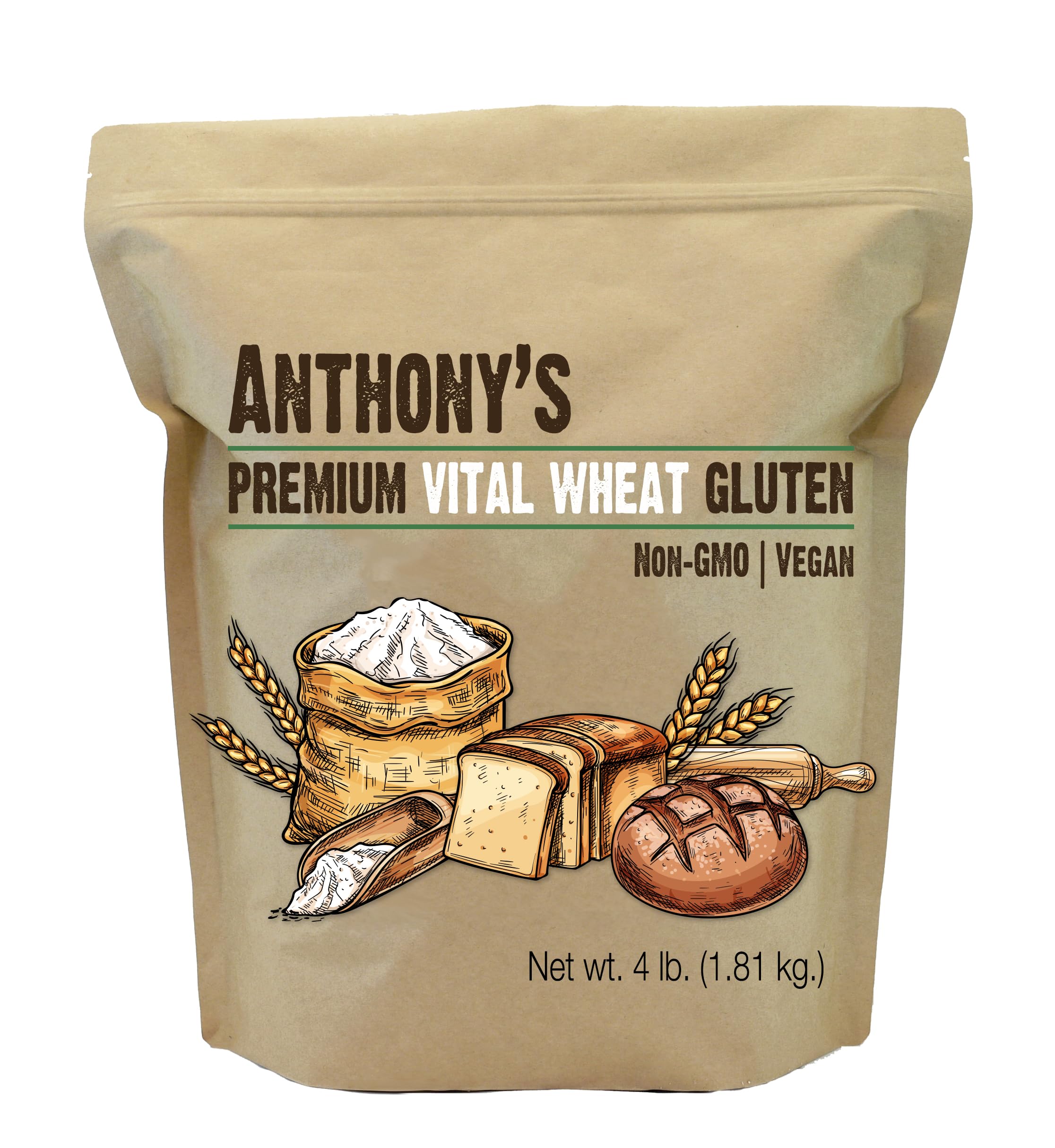 Anthony's Vital Wheat Gluten Powder, Non GMO, Vegan, High Protein, 1.81 Kilogram (Pack of 1) 🍁 All In One Marketplace Canada