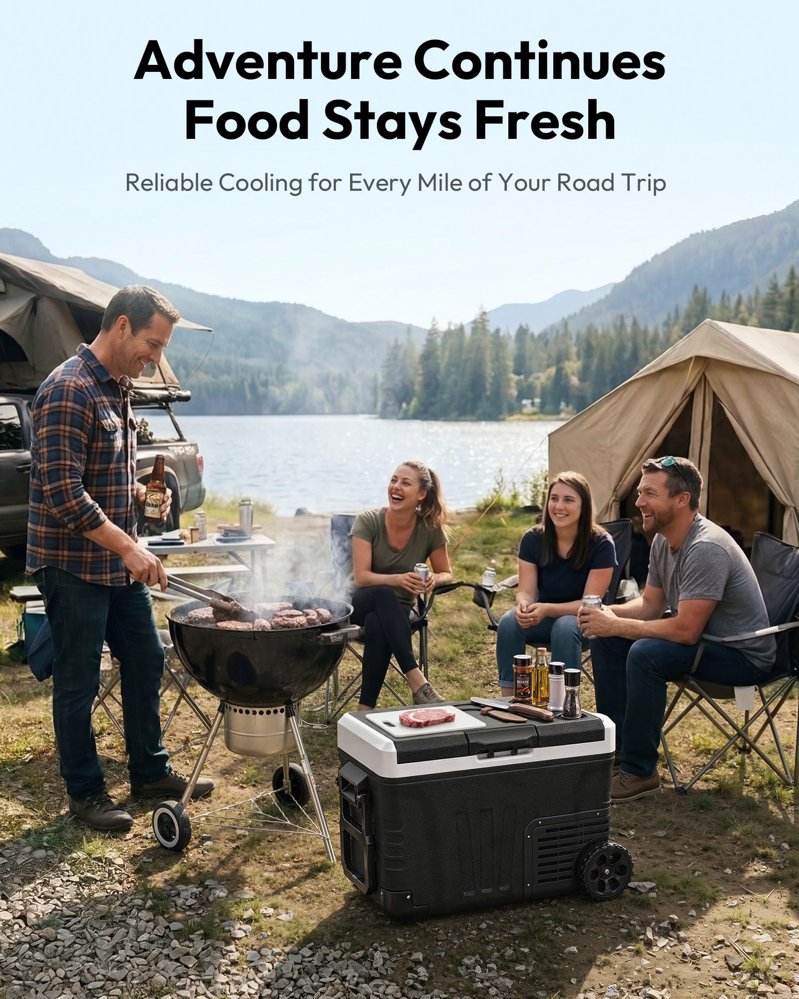 EUHOMY 12 Volt Refrigerator, 37QT(35L) Electric Cooler, Portable Freezer 12V/24V DC 110-240V AC, 12V Fridge -4℉~68℉, 12V Cooler with Wheels & 2 Baskets for Travel, Truck, Boat, Camping 🍁 All In One Marketplace Canada