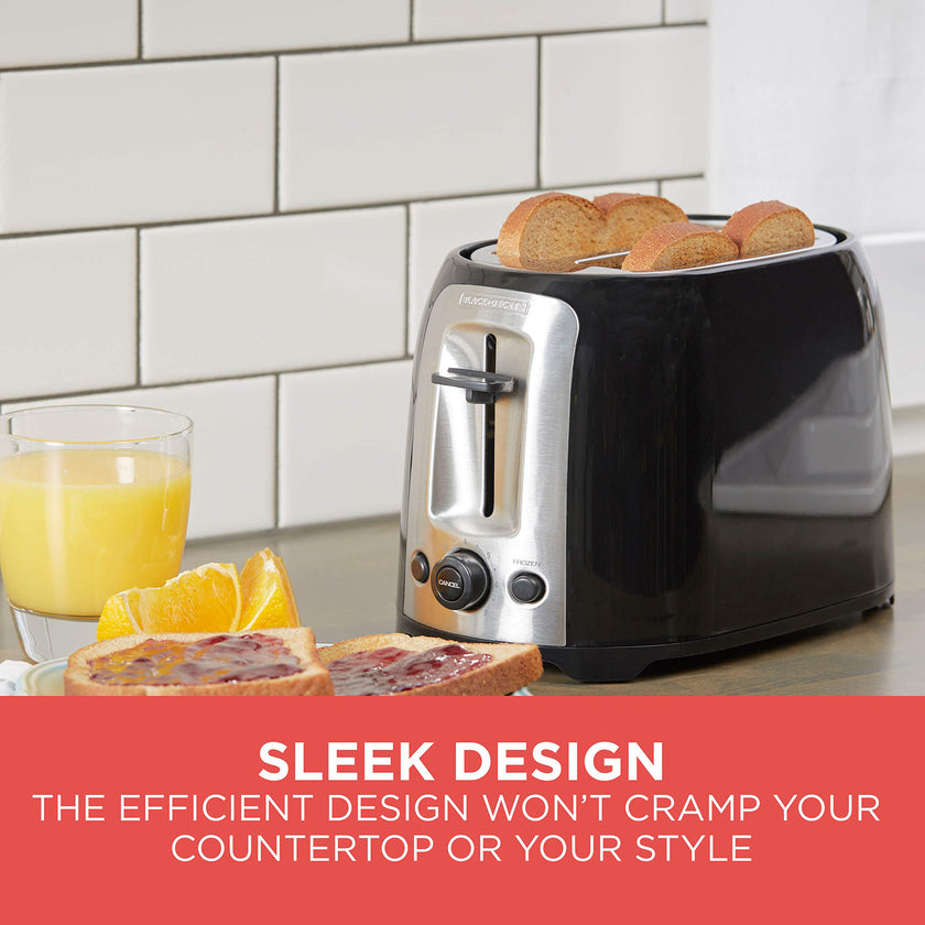 BLACK+DECKER 2-Slice Extra Wide Slot Toaster, Classic Oval, Black with Stainless Steel Accents, TR1278B 🍁 All In One Marketplace Canada