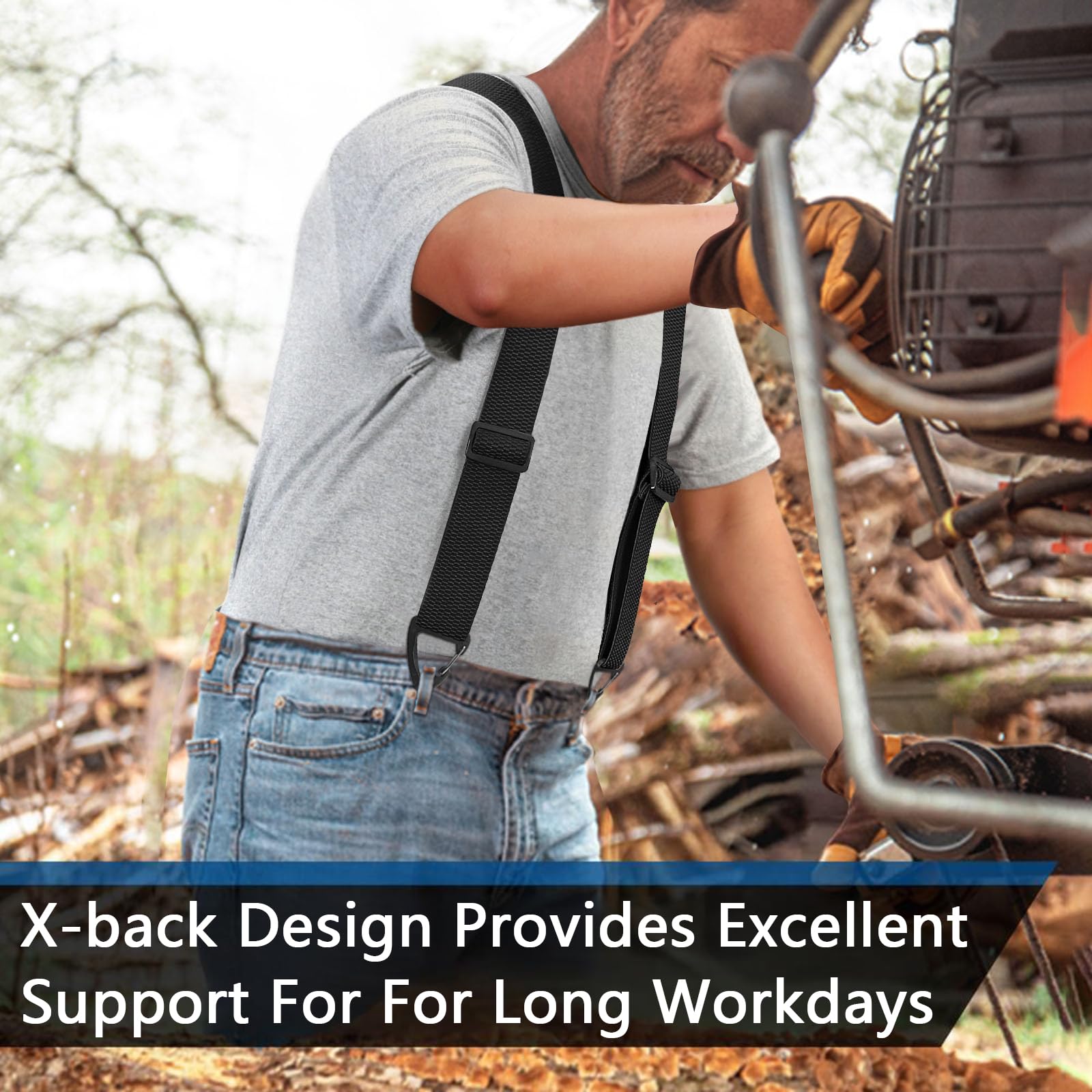 Suspenders for Men Heavy Duty Mens Suspenders Elastic 1.5-inch Braces Adjustable with 4 Plastic Snap Loop for Jeans Pants Outdoor Work Wedding Black 🍁 All In One Marketplace Canada
