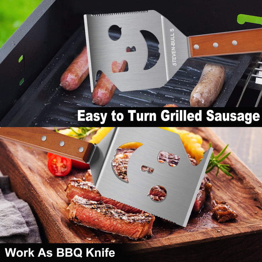BBQ Accessories for Grill, 7 in 1 Grill Spatula with Fork,17 Inch Barbecue Tools, Dad Gifts, Gifts for Men, Dad, Husband 🍁 All In One Marketplace Canada