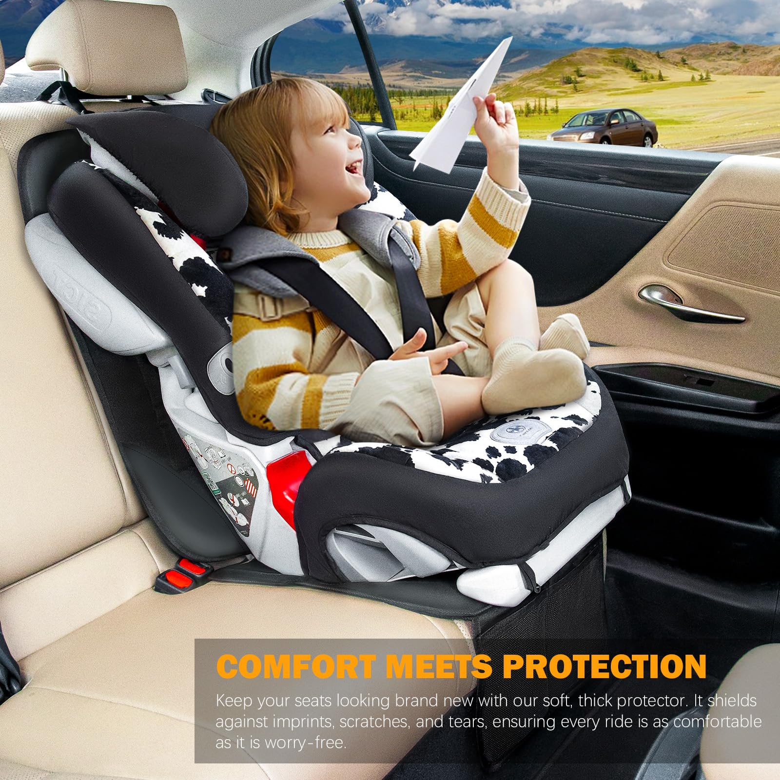 Car Seat Protector for Child Car Seat, Siivton Carseat Seat Protectors for Leather and Fabric Seats, with Mesh Pockets, Non-Slip Backing, Carseat Protectors for Vehicles (One Pack, Black) 🍁 All In One Marketplace Canada