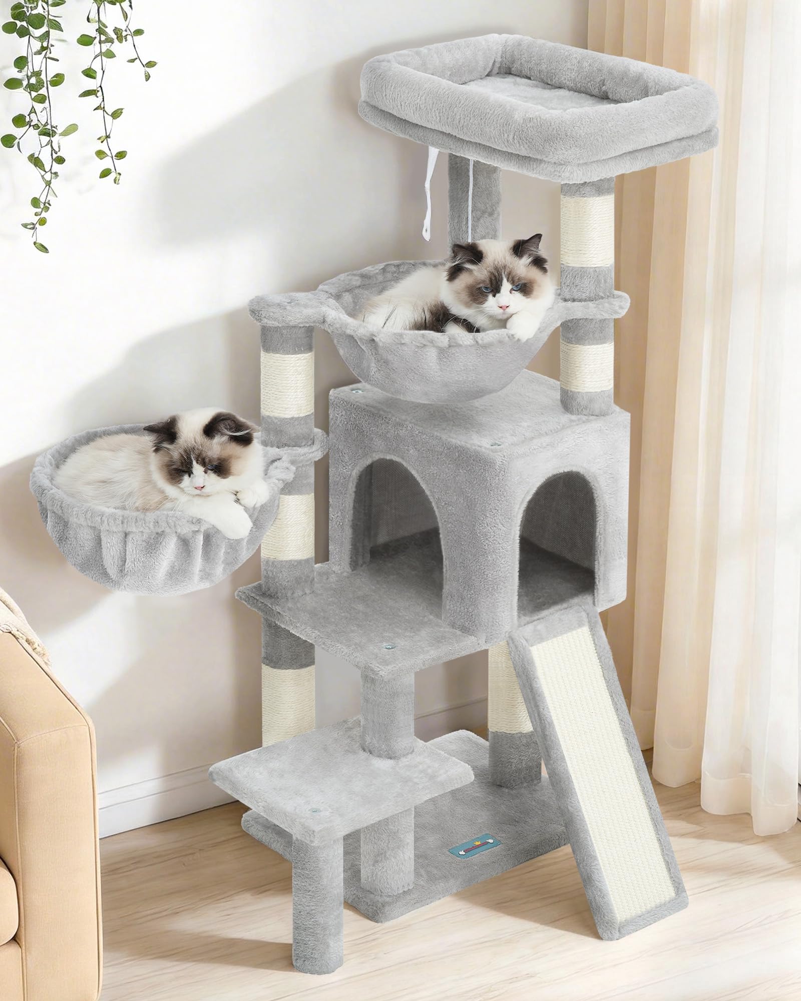 Gitelsnour Cat Tree, Cat Tower with condo, 2 Baskets, Large Platform, Scratch Board, Cat Scratching Posts for Indoor Cats, Light Gray GCT003SW 🍁 All In One Marketplace Canada