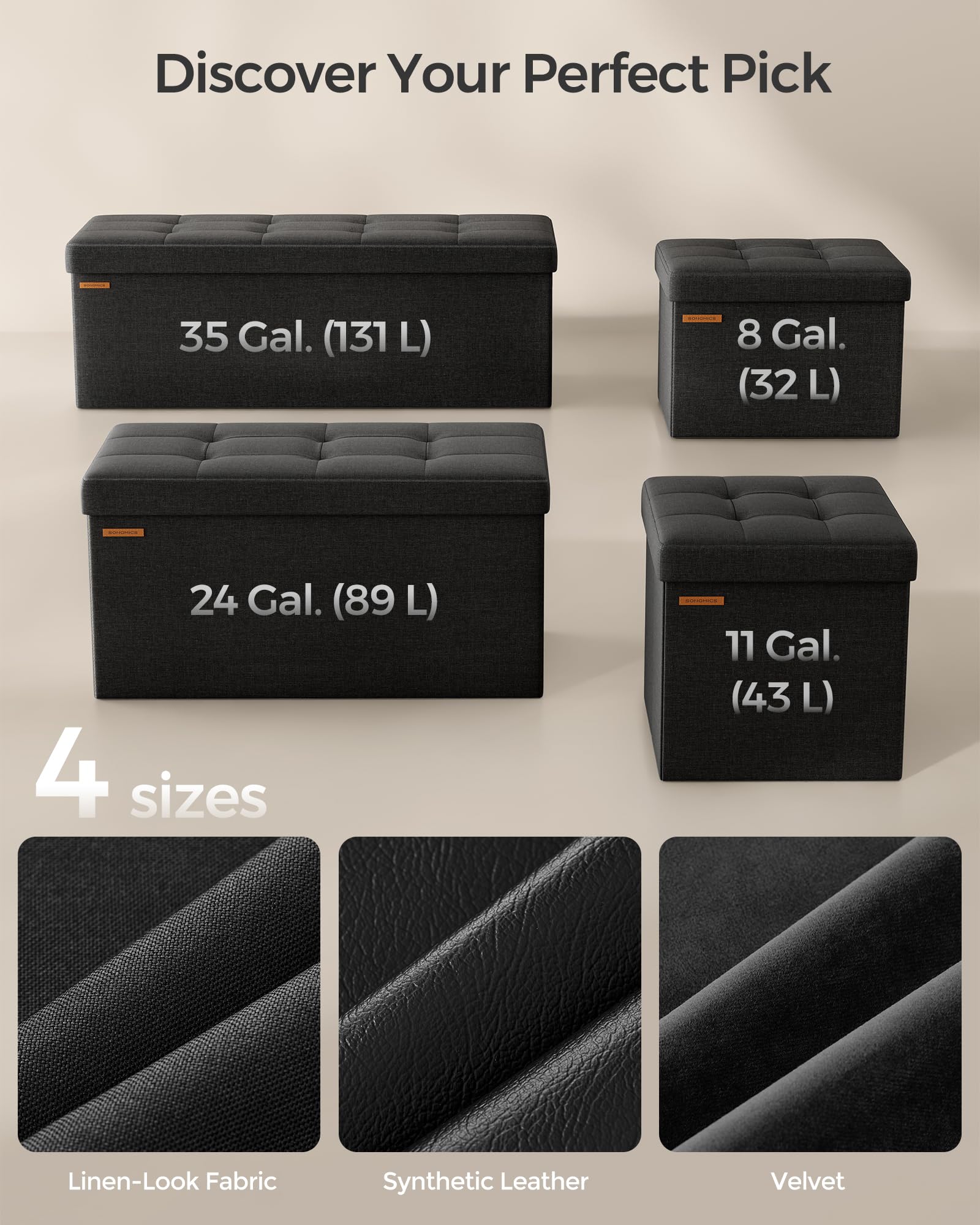 SONGMICS 110 cm Folding Storage Ottoman Bench, Padded Seat 🍁 All In One Marketplace Canada