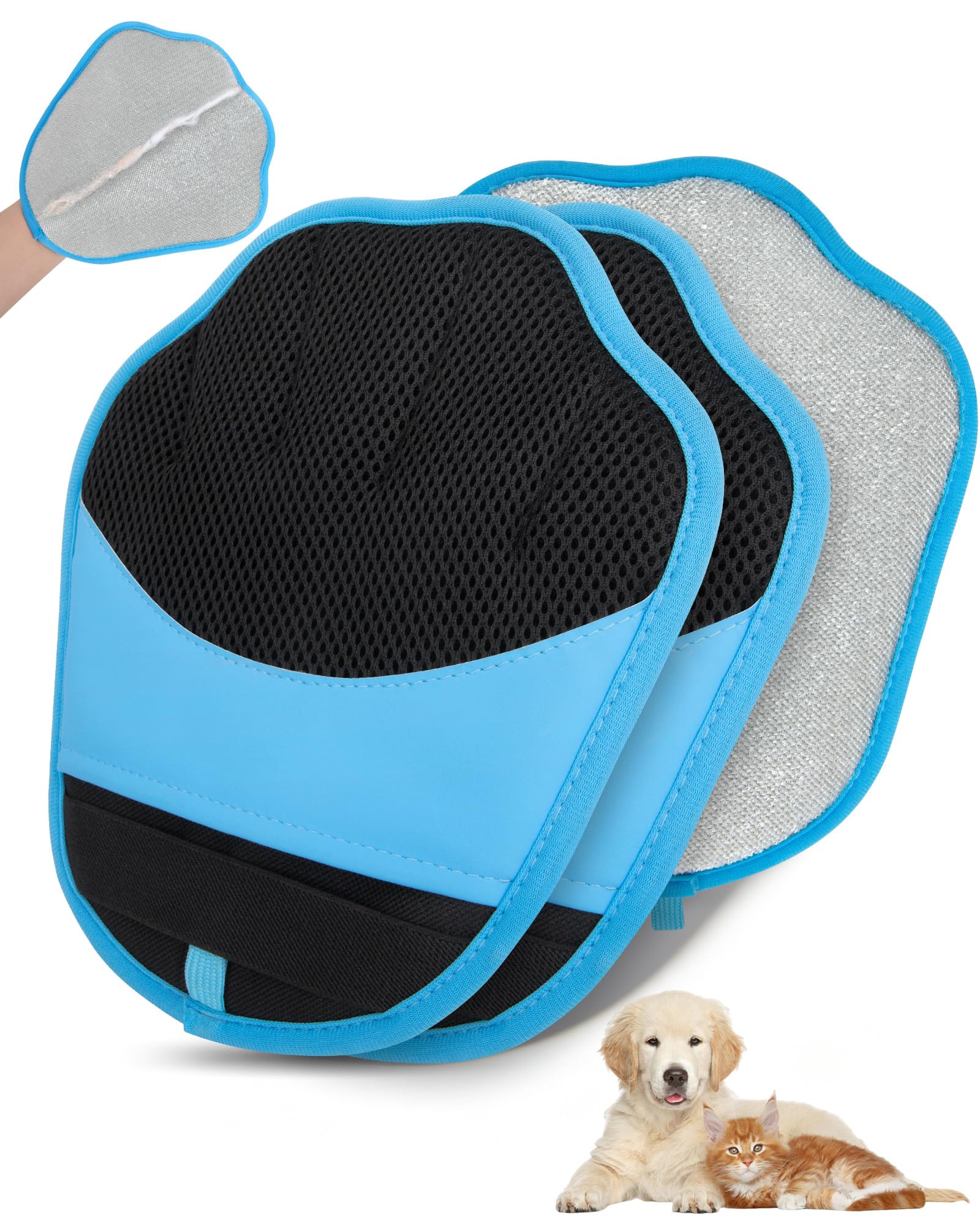Upgraded Pet Hair Removal Glove, 2 Pair Five-Finger Electrostatic Pet Hair Removal Glove for Cats & Dogs, Reusable Magic Brush for Laundry, Couch, Carpet, Car Seat, Pet Hair Remover Tool (Blue) 🍁 All In One Marketplace Canada
