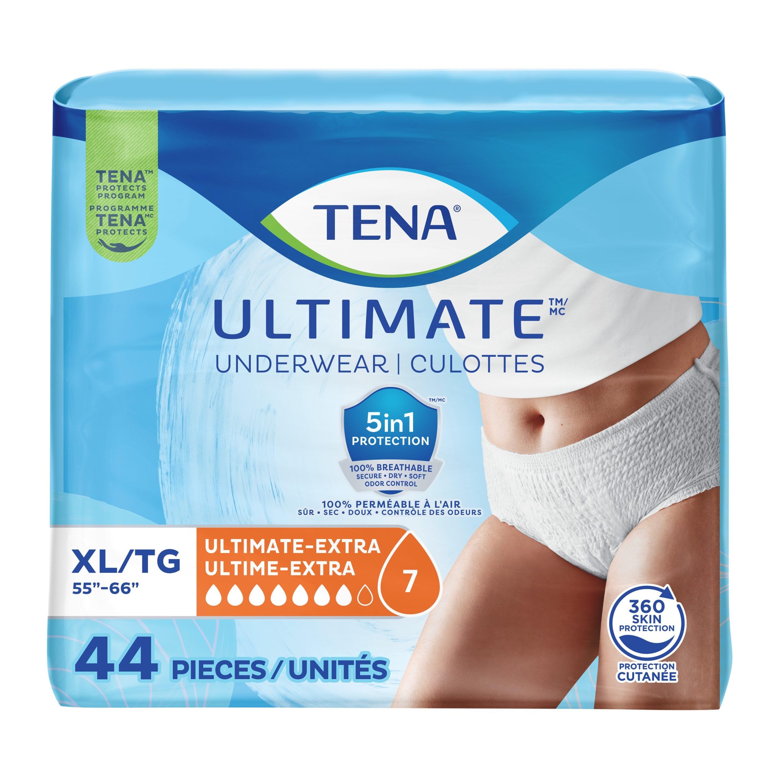 TENA Adult Incontinence, Discrete Disposable, Underwear, Comfortable Fit, Ultimate Absorption Protection, Unisex, X-Large (L), 44 Count 🍁 All In One Marketplace Canada
