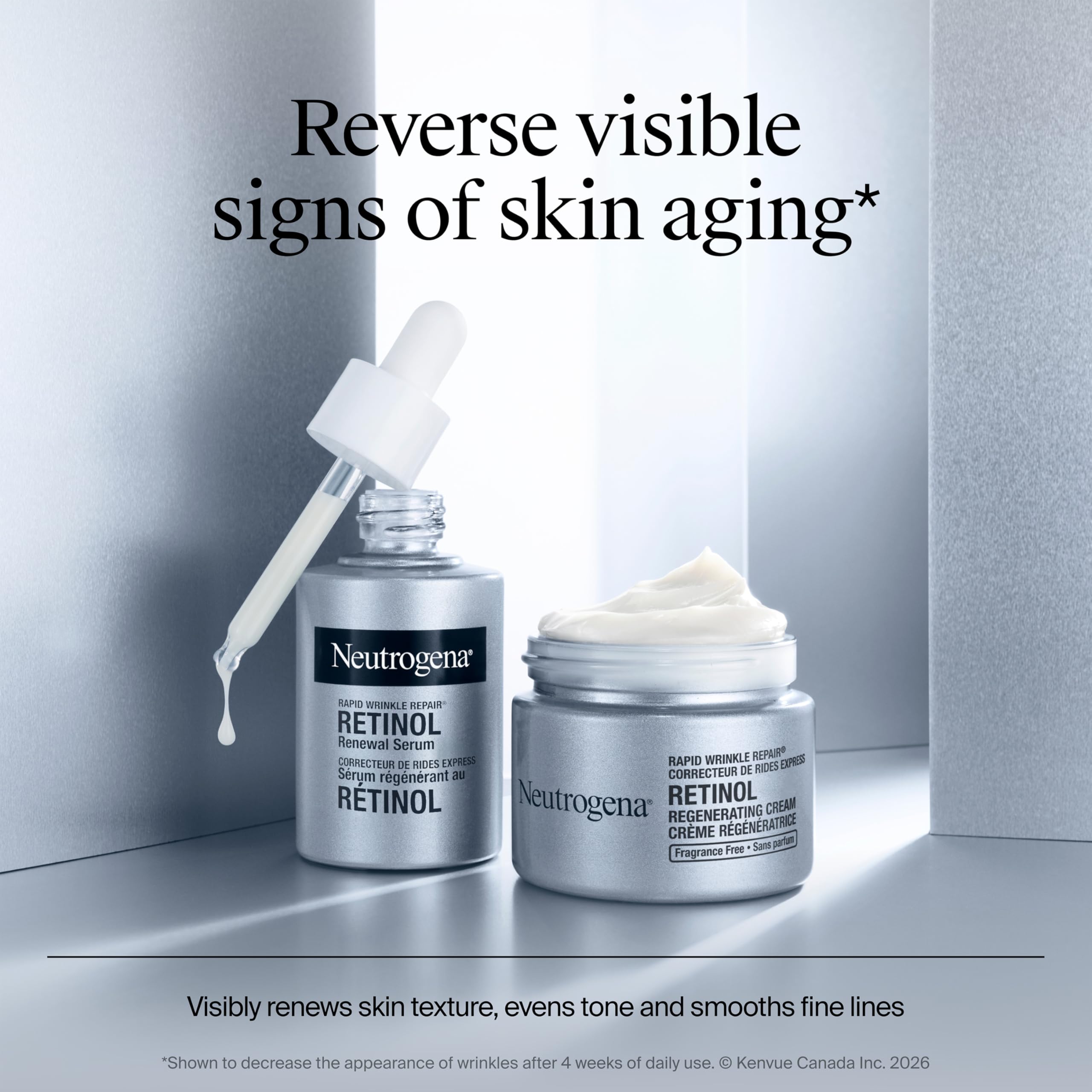 Neutrogena Anti Aging Retinol Face Cream with Hyaluronic Acid, Rapid Wrinkle Repair Regenerating Moisturizer, Fragrance Free, Paraben Free, Oil Free, 48mL 🍁 All In One Marketplace Canada