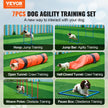 VEVOR Dog Agility Training Equipment, 7 PCS Set Upgrade w/Adjustable High Hurdles,6 Weave Poles,2 Tunnels,Jump Ring,Pause Box, Whistle,Foldable Bowl,Puppy Obstacle Course Kit w/ 3 Bags 🍁 All In One Marketplace Canada