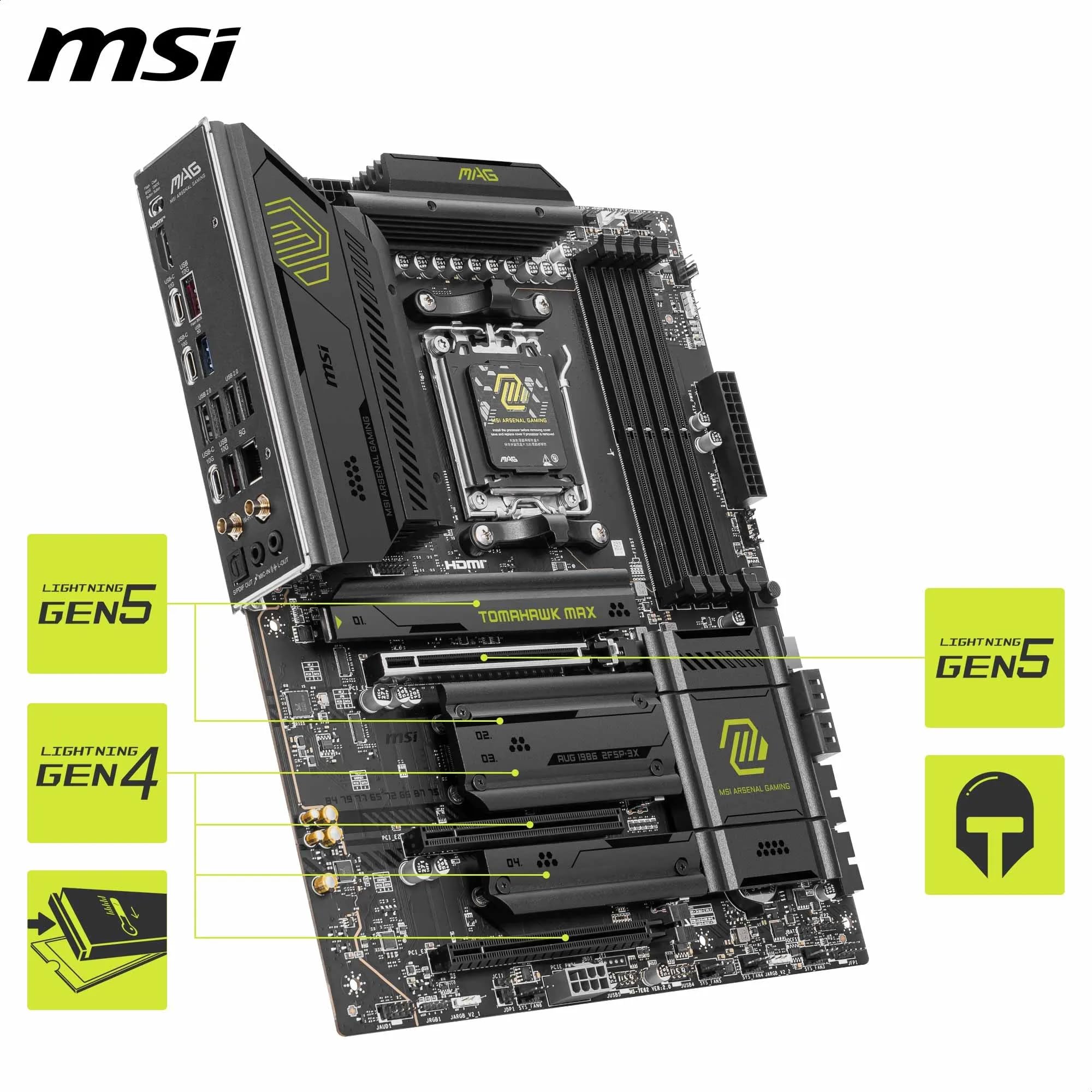 MSI MAG B850 Tomahawk MAX WiFi Gaming Motherboard (AMD Ryzen 9000/8000/7000 Series Processors, AM5, DDR5, PCIe 4.0, M.2, SATA 6Gb/s, USB 3.2 Gen 2, HDMI/DP, Wi-Fi 7, Bluetooth 5.3, 2.5Gbps LAN, ATX) 🍁 All In One Marketplace Canada
