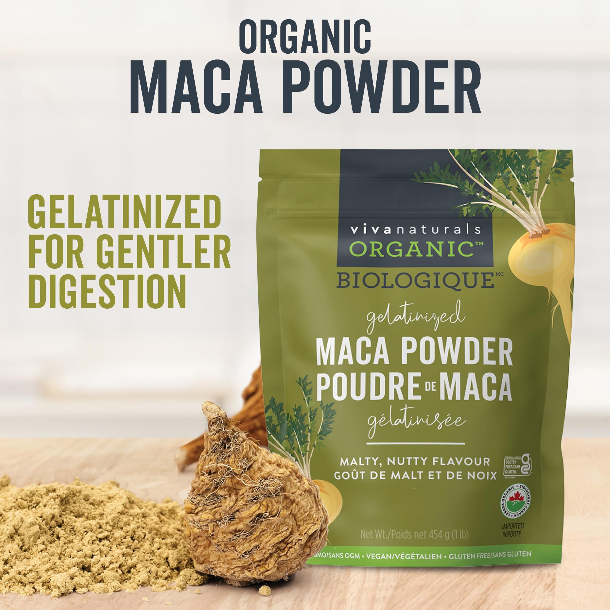 Viva Naturals Organic Maca Powder, Gelatinized Peruvian Maca Root Powder, Non-GMO, 1 lb 🍁 All In One Marketplace Canada