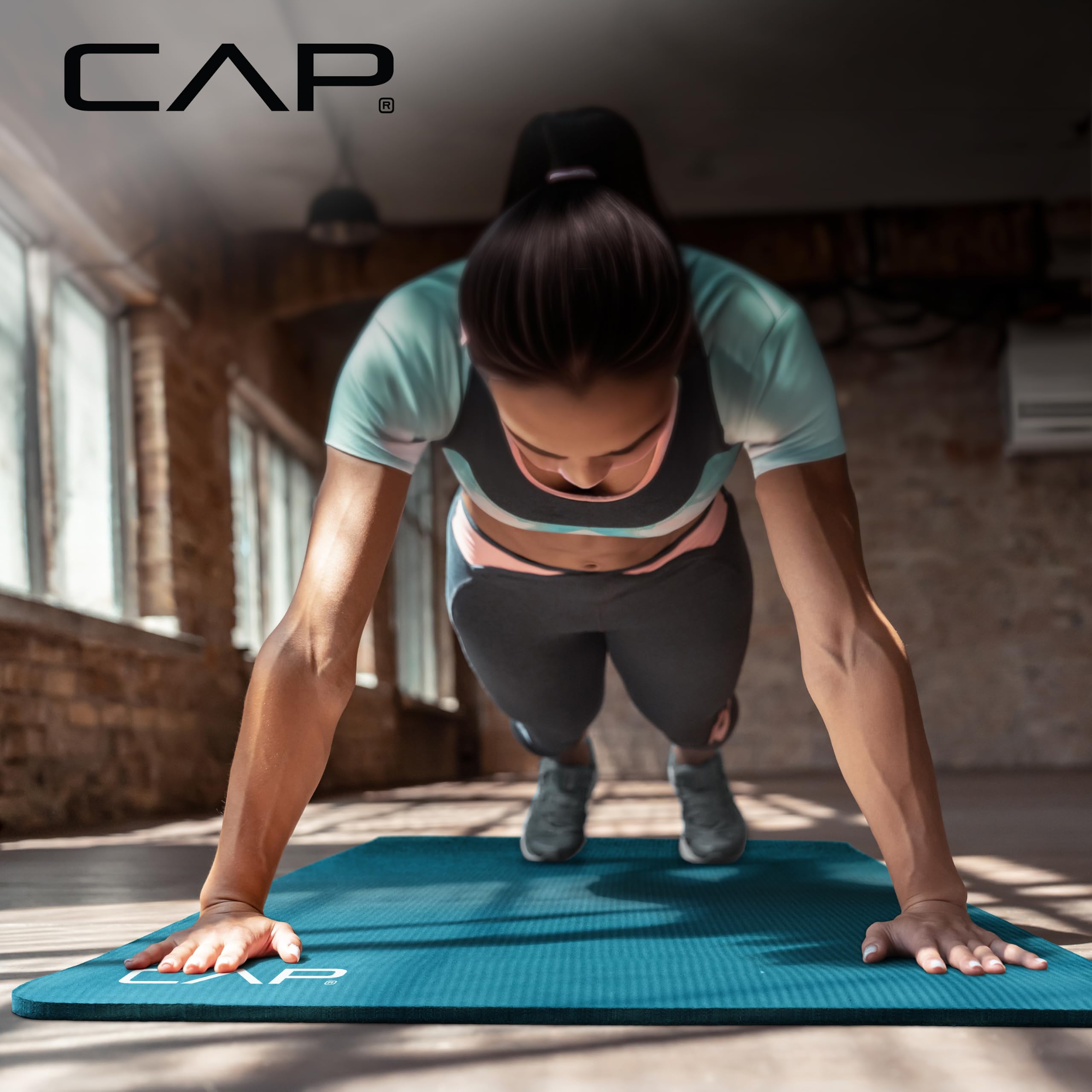 CAP Barbell High Density Exercise Yoga Mat with strap, 68