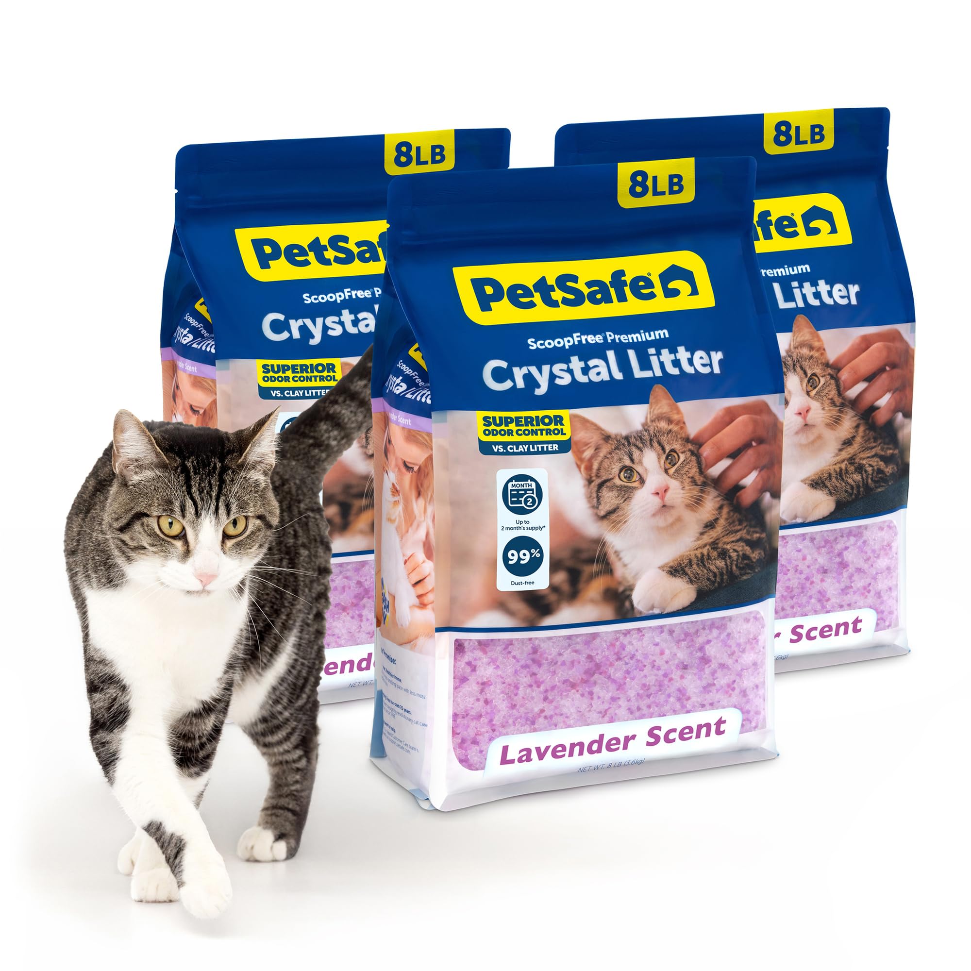 PetSafe ScoopFree Premium Lavender Crystal Cat Litter, 3-Pack – Lightly Scented Litter – Superior Odor Control – Low Tracking for Less Mess – Lasts Up to 6 Months, 24 lb Total (3 Pack of 8 lb Bags) 🍁 All In One Marketplace Canada