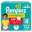 Pampers Diapers - Swaddlers 360 degrees - Size 4, 132 Count, up to 100% Leakproof Comfy Dry Fit, EZ Off Tabs Designed for Easy Changes, Pull On Diaper 🍁 All In One Marketplace Canada